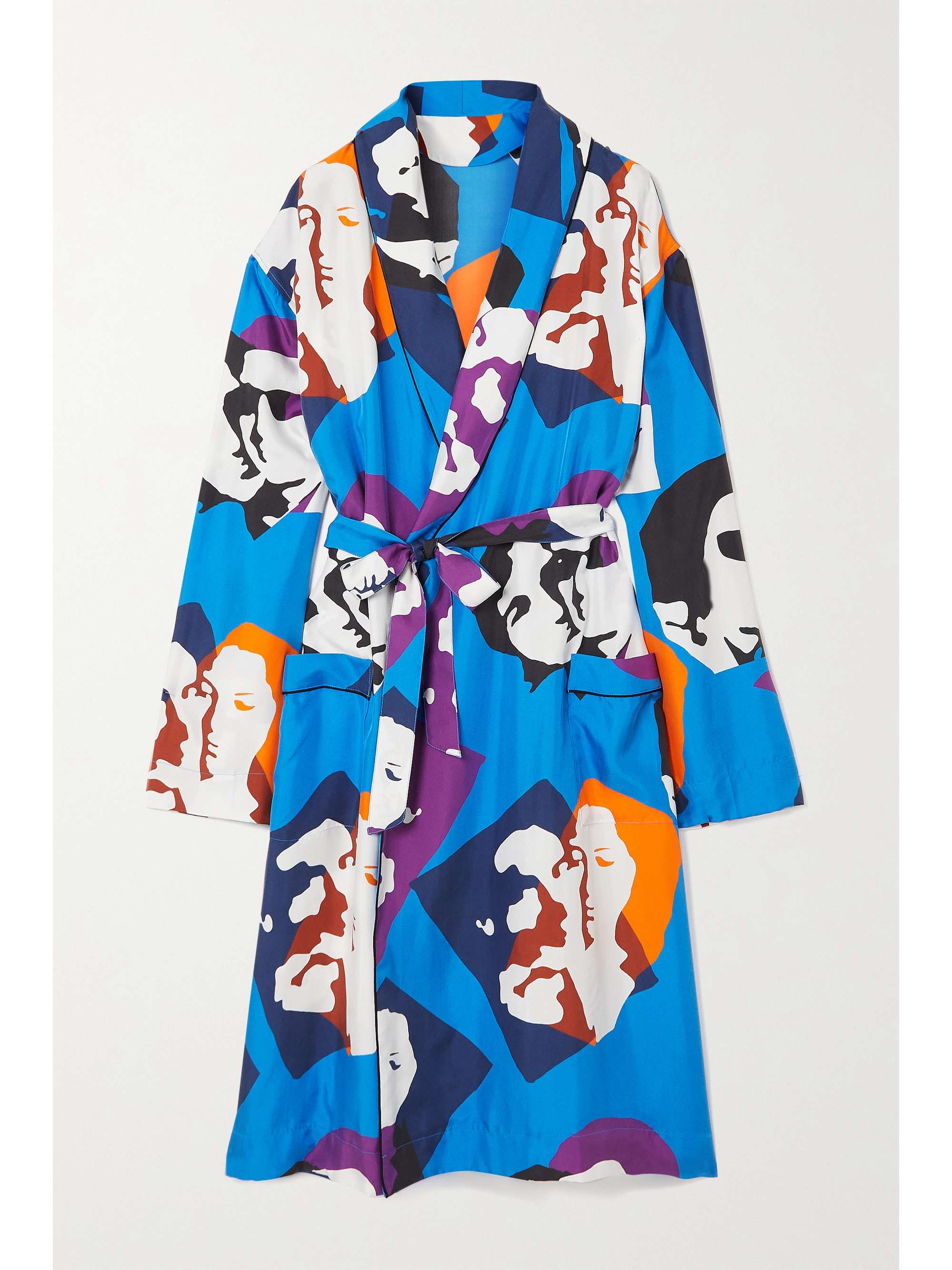 AZ FACTORY Pijama The Kiss belted printed silk-twill robe
