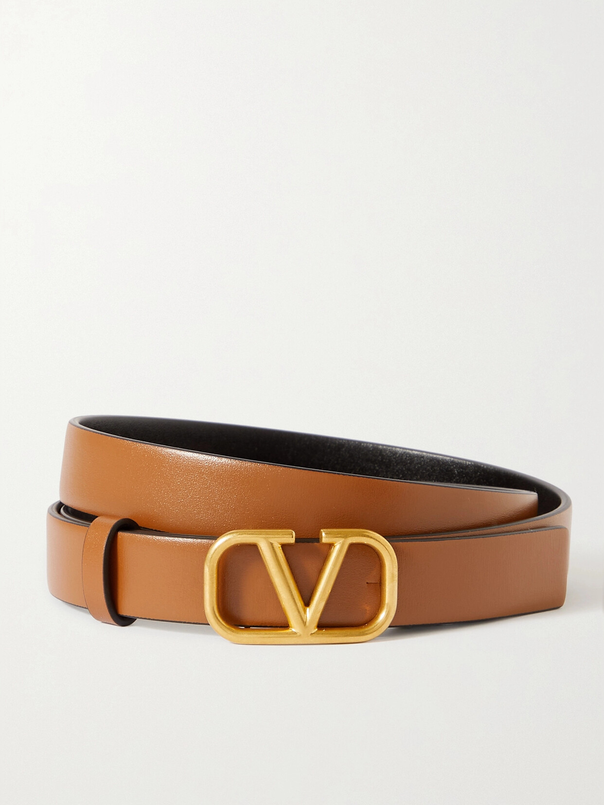 Valentino Garavani - Vlogo Reversible Leather Belt - Tan