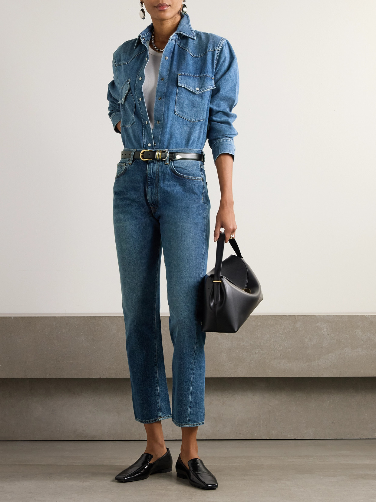 Totême Classic Cut High-rise Straight-leg Organic Jeans In Blue