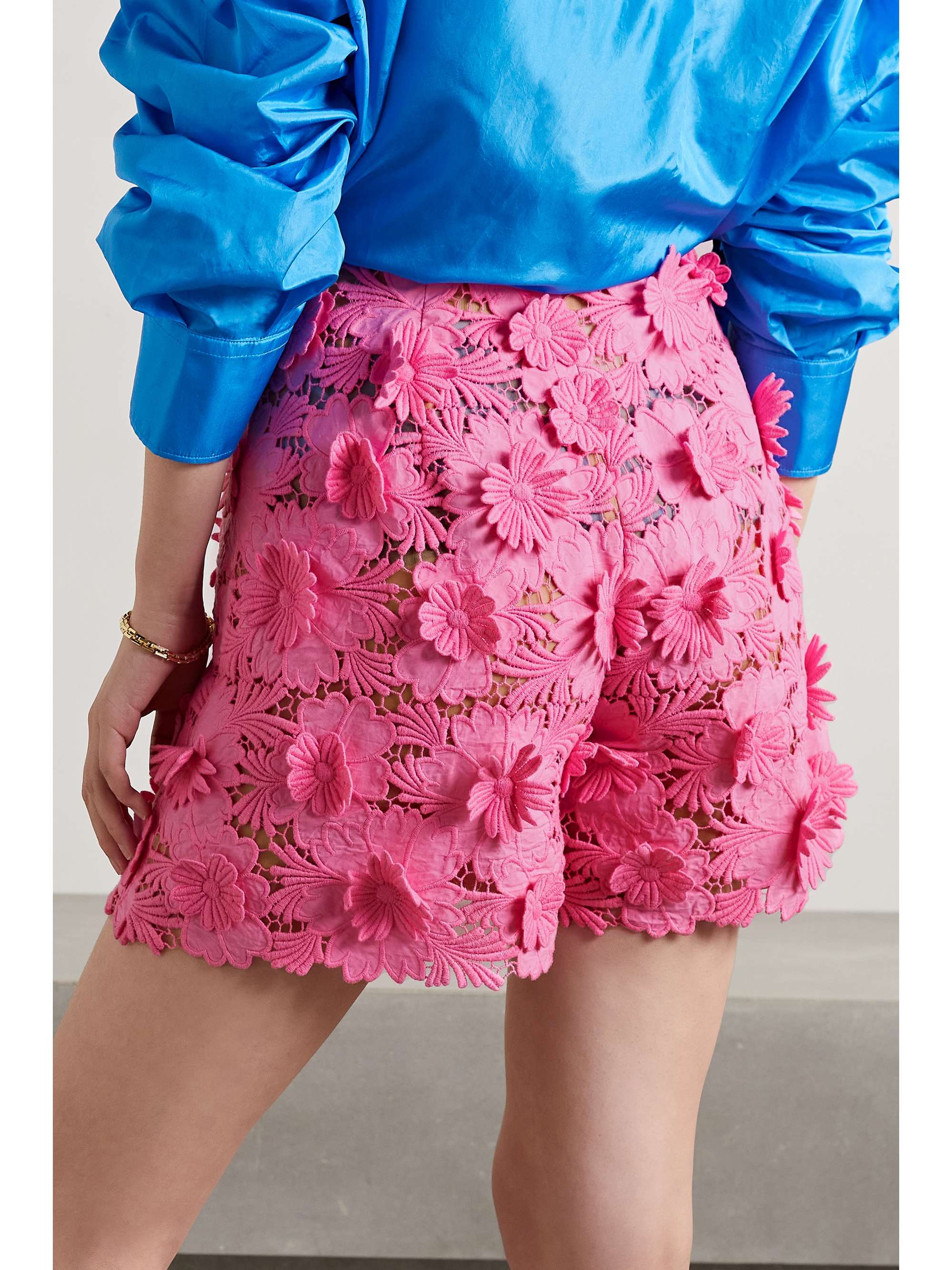 OSCAR DE LA RENTA Cotton guipure lace shorts