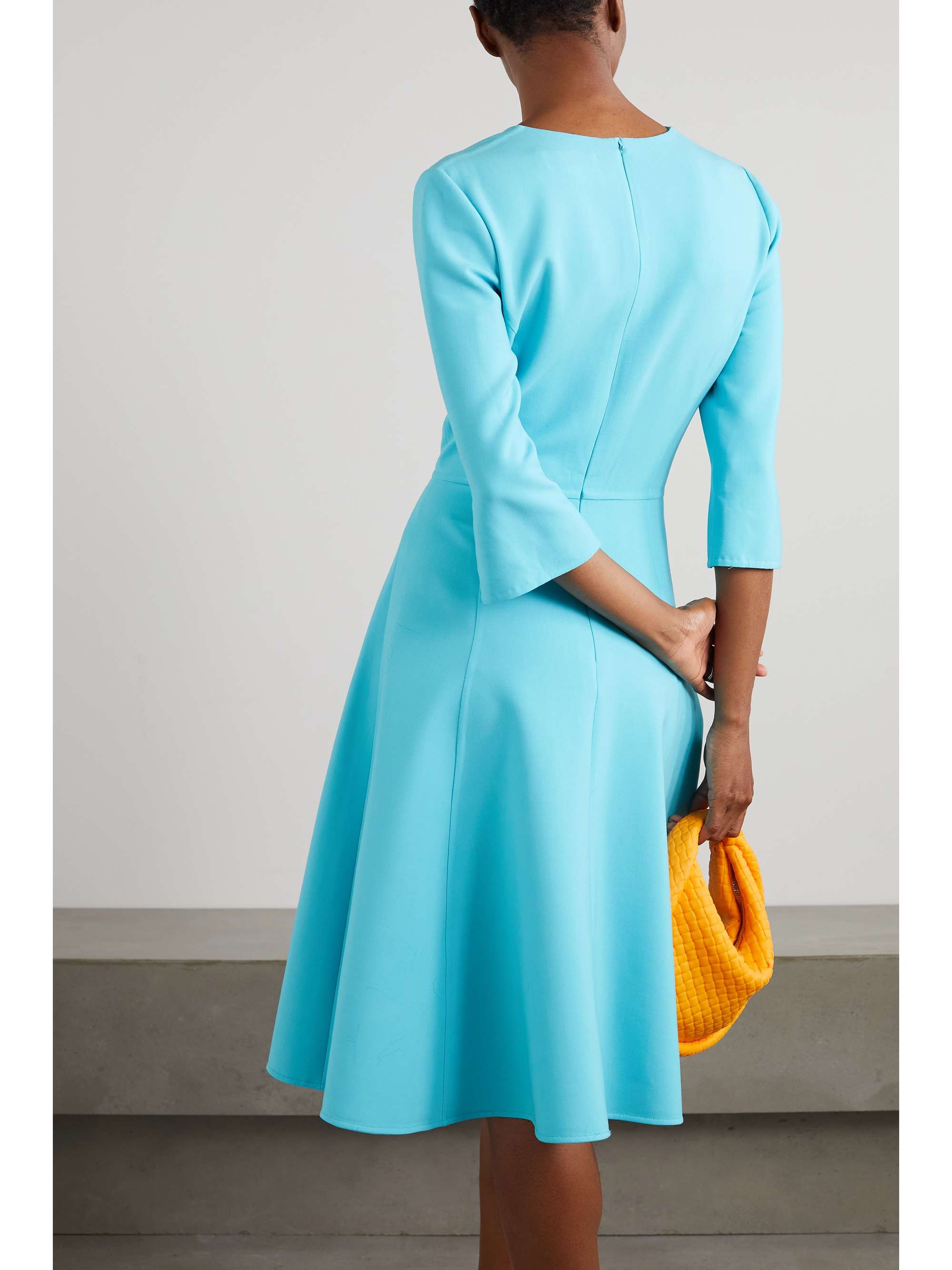 OSCAR DE LA RENTA Embellished wool-blend crepe midi dress