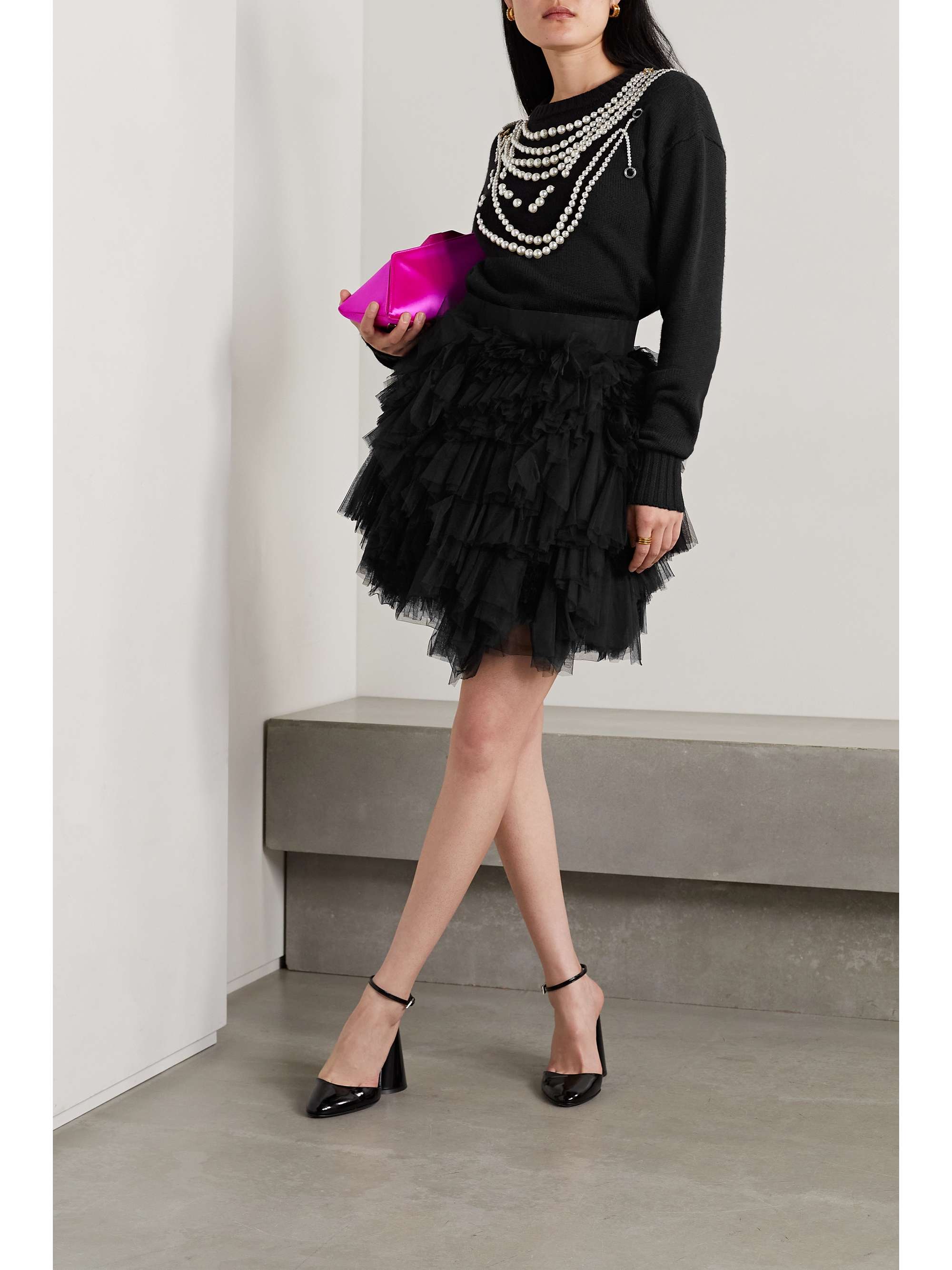 OSCAR DE LA RENTA Tiered tulle mini skirt