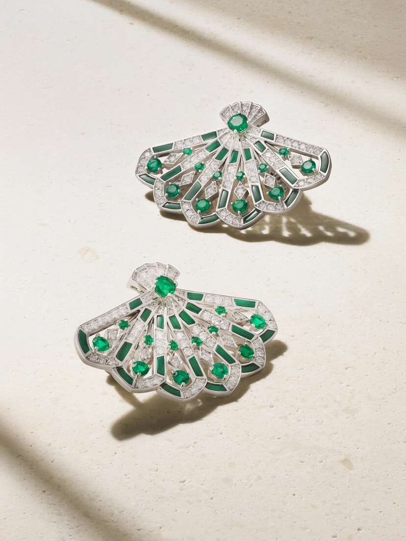 Garrard Fanfare Symphony 18-karat White Gold Multistone Earrings