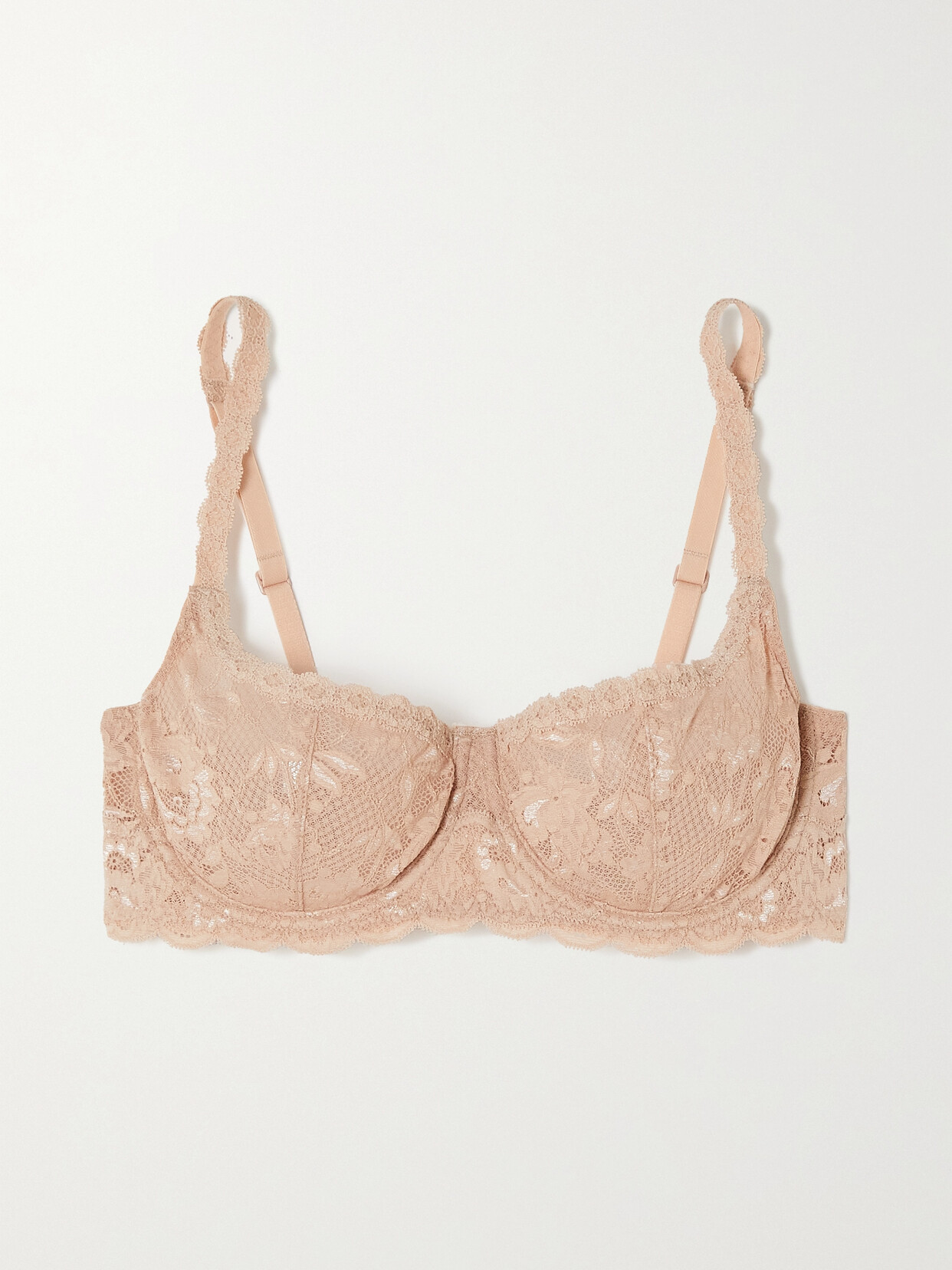 Shop Cosabella Never Say Never Stretch-lace Underwired Balconette Bra In Neutrals