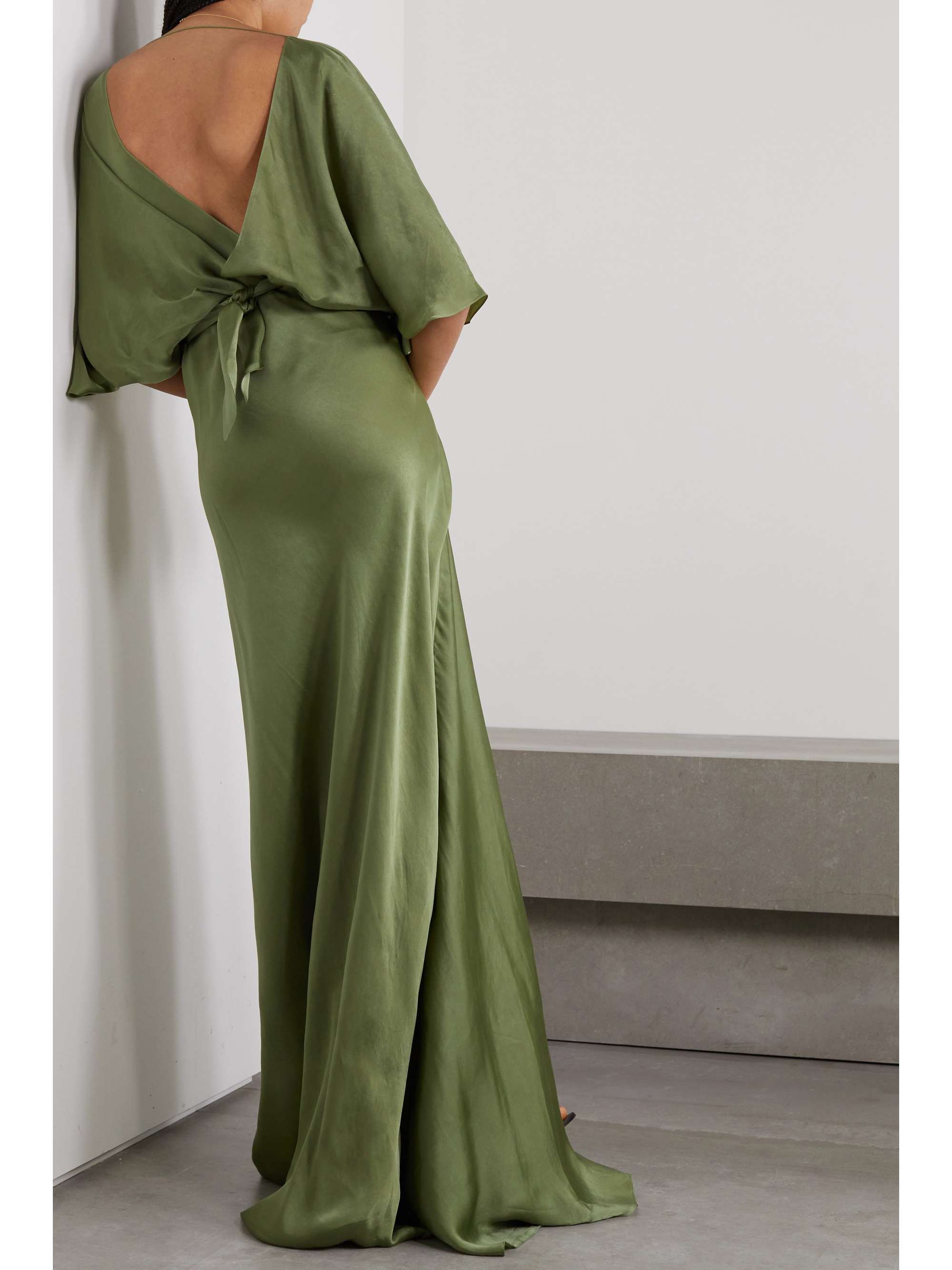 CORTANA + NET SUSTAIN Martina open-back cupro-satin maxi wrap dress