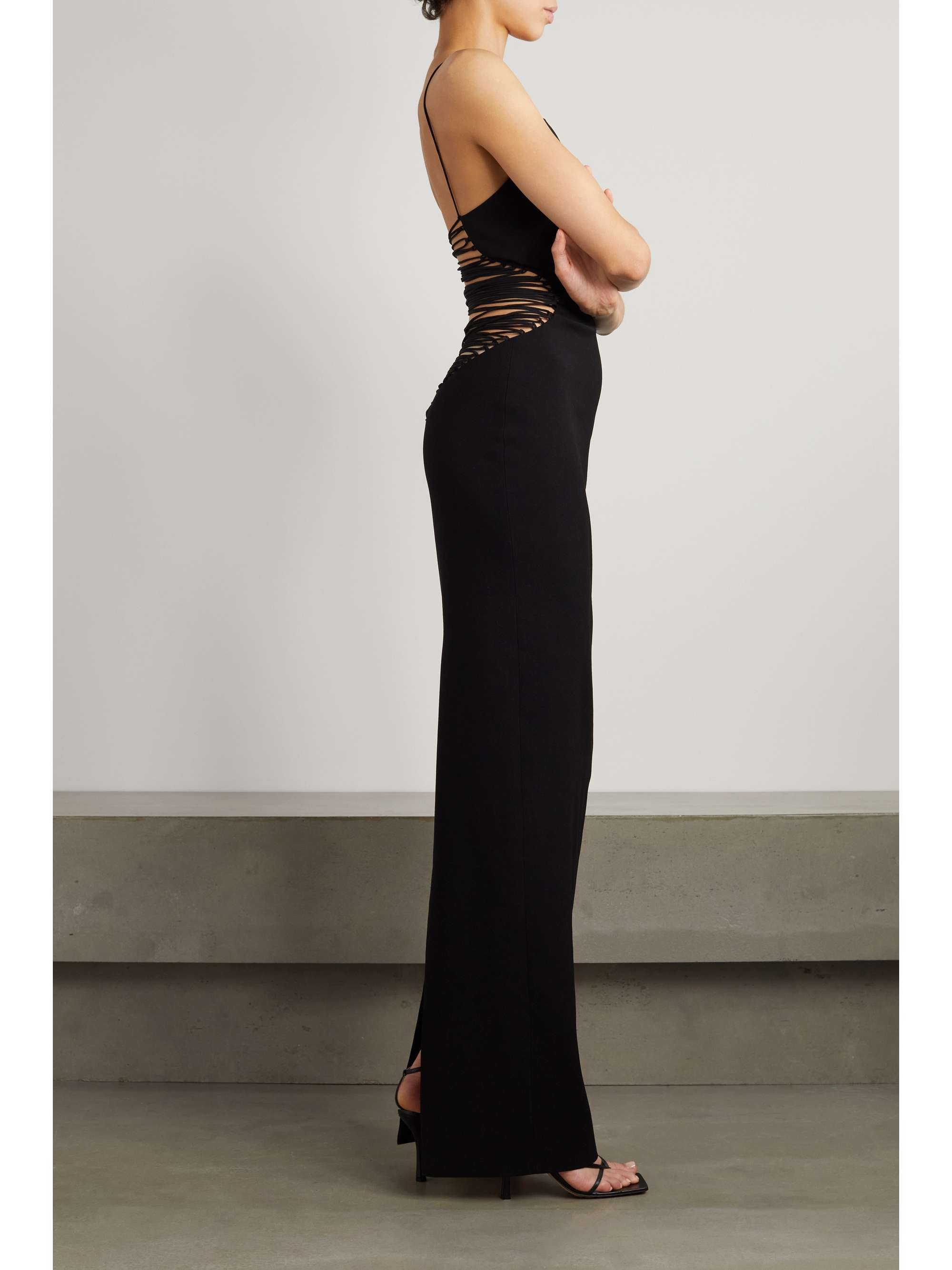MÔNOT Lace-up cutout crepe maxi dress
