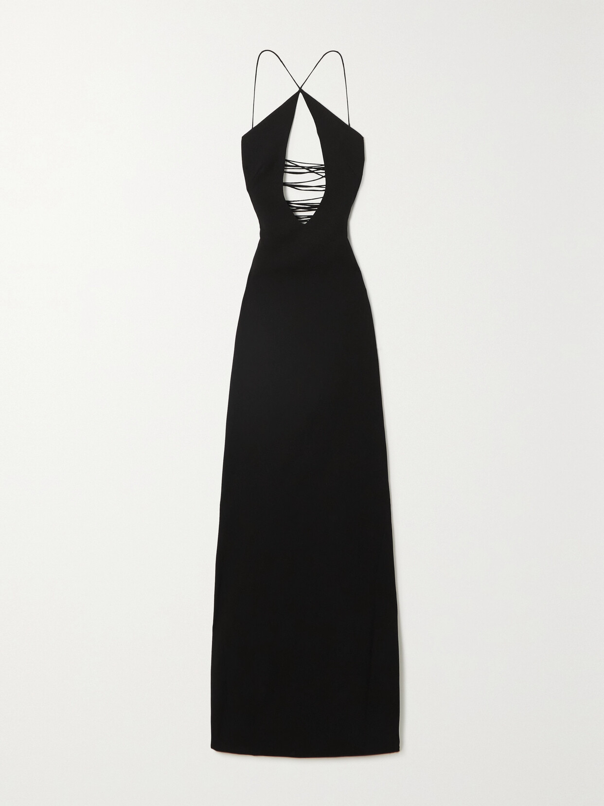 Mônot Lace-up Cutout Crepe Maxi Dress - Black