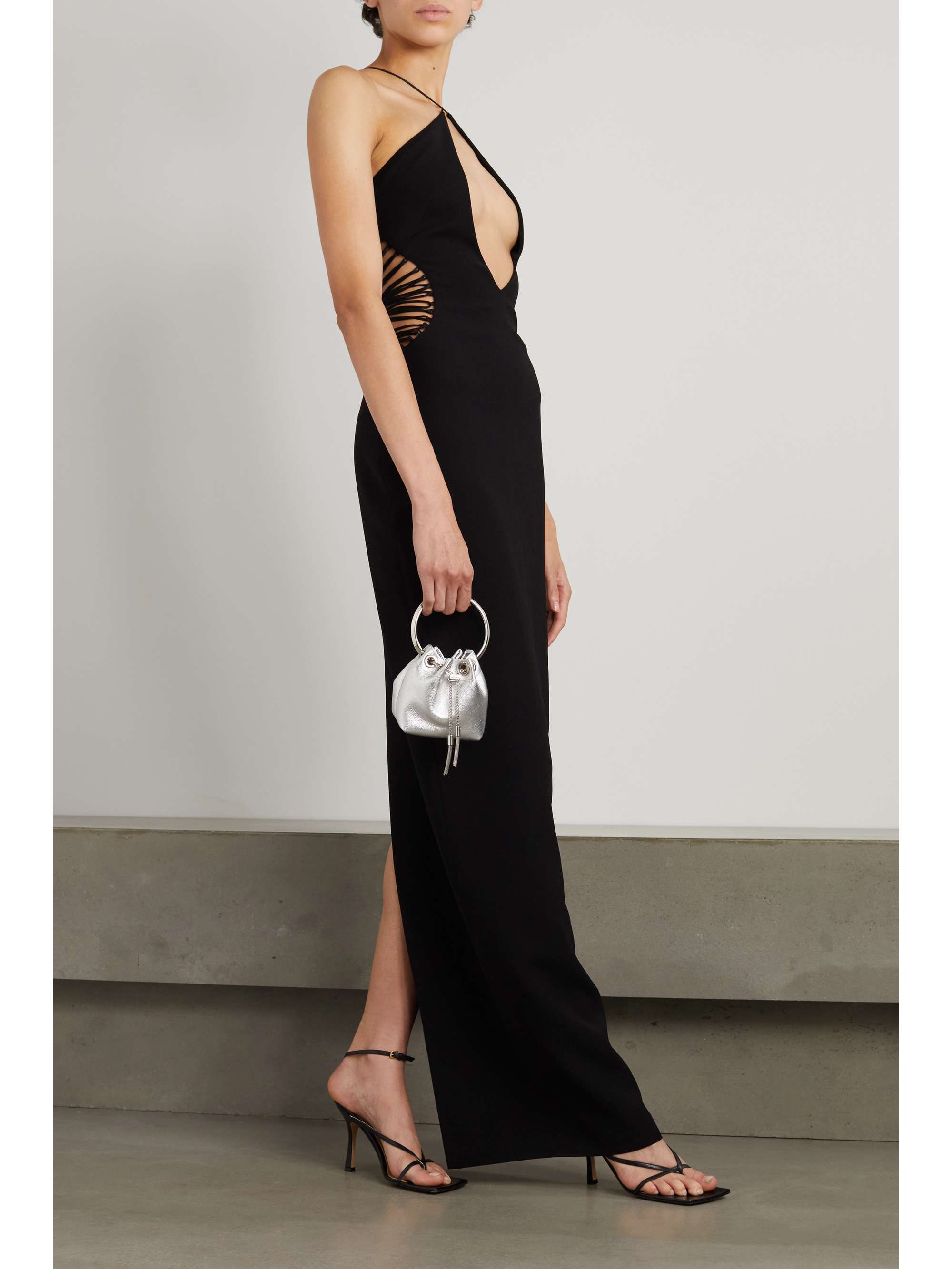 MÔNOT Lace-up cutout crepe maxi dress