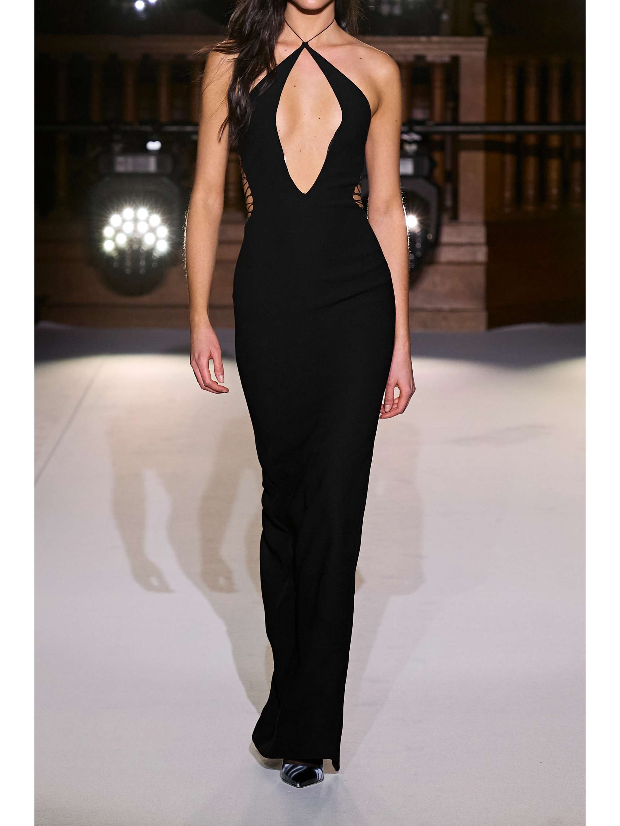 MÔNOT Lace-up cutout crepe maxi dress