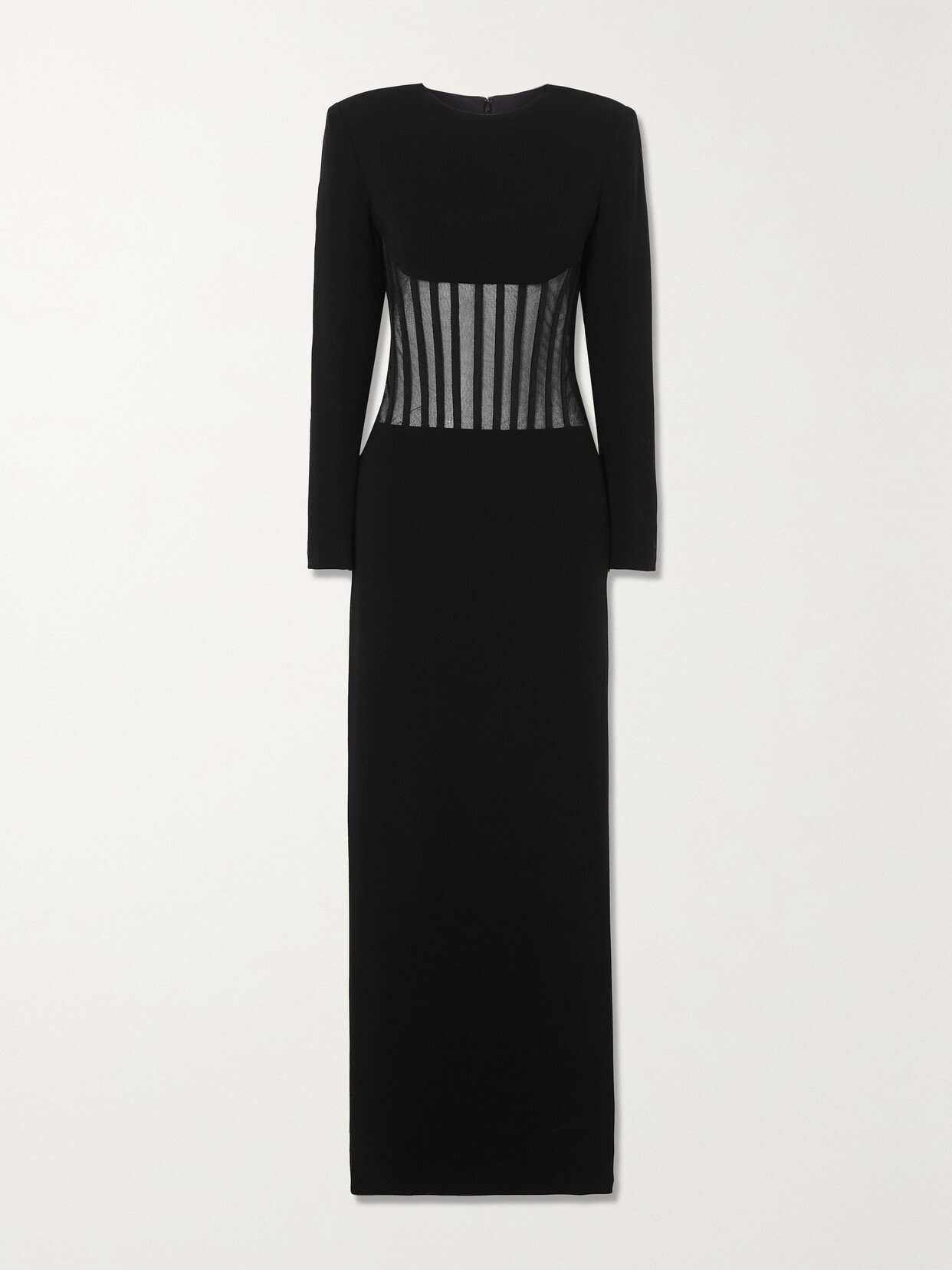 Mônot Mesh-paneled Crepe Gown - Black