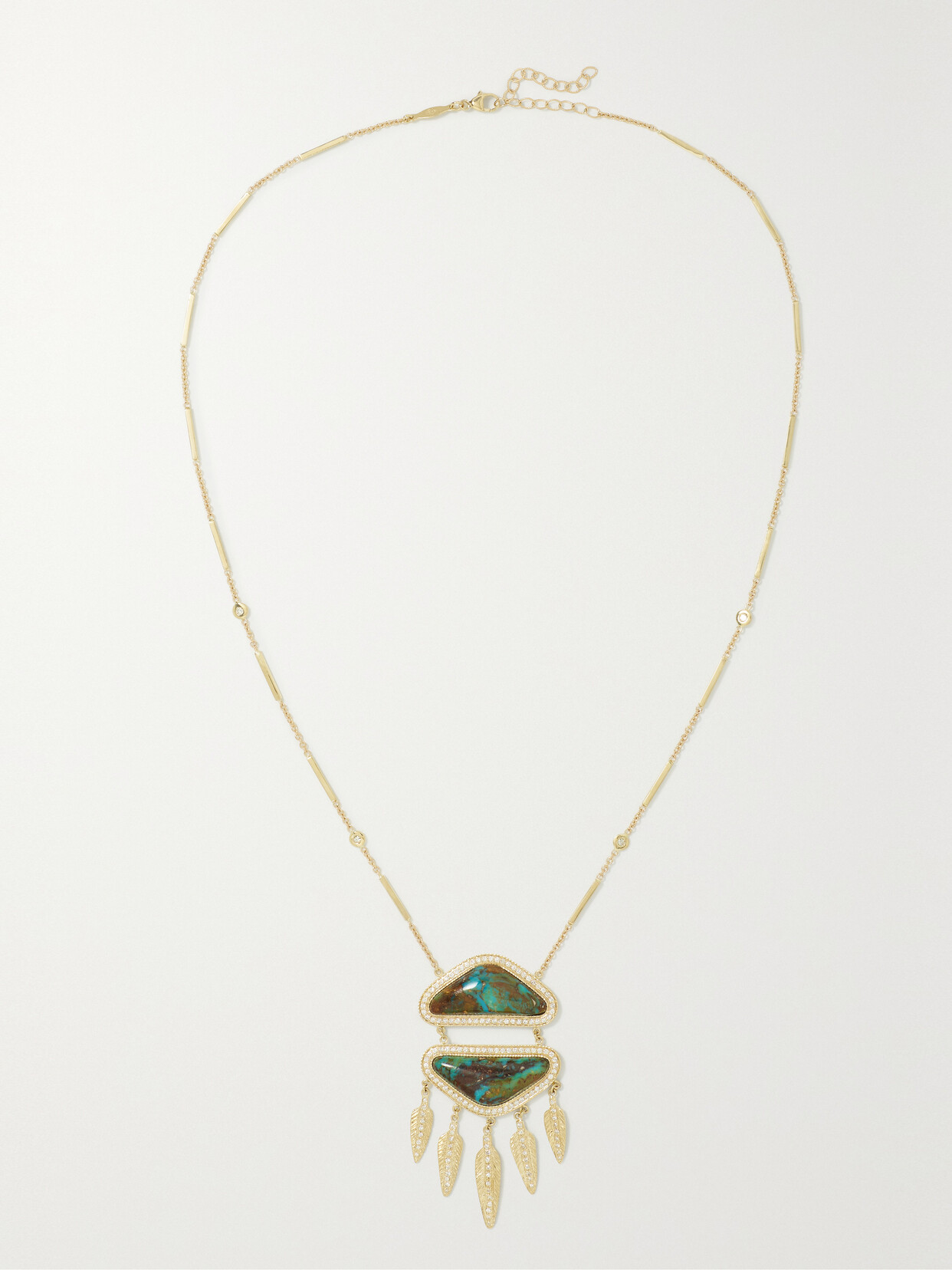 Jacquie Aiche - Dreamcatcher 14-karat Gold, Chrysocolla And Diamond Necklace - one size