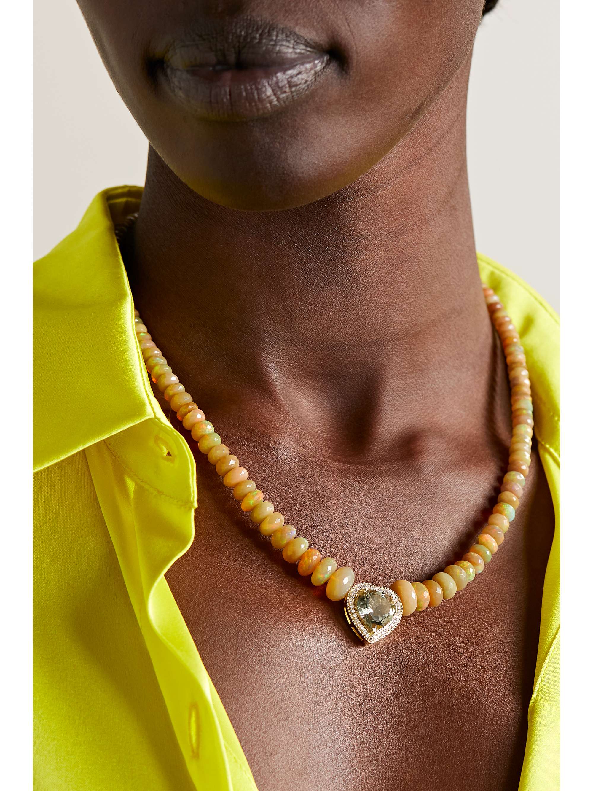 JACQUIE AICHE 14-karat gold multi-stone necklace