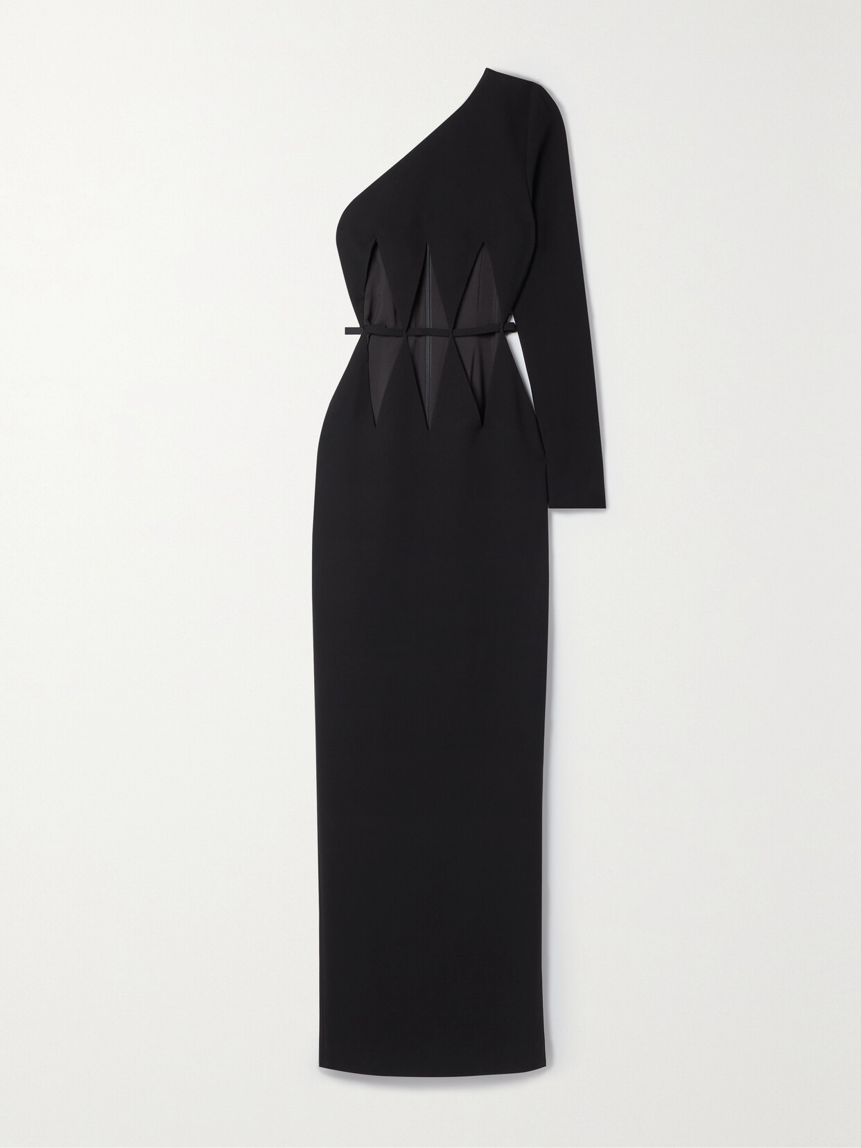 Mônot One-sleeve Cutout Crepe Gown - Black