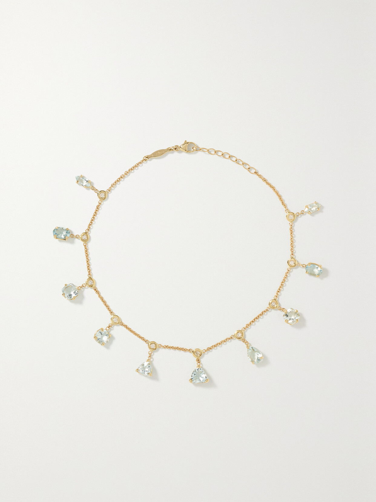 Jacquie Aiche 14-karat Gold, Aquamarine And Diamond Anklet - Blue