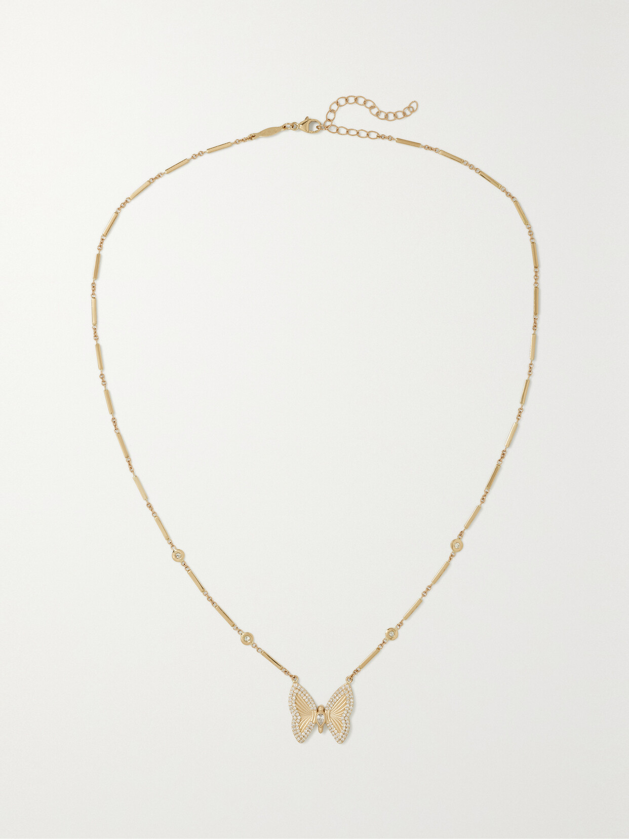 Jacquie Aiche Small Butterfly 14-karat Gold Diamond Necklace - One size