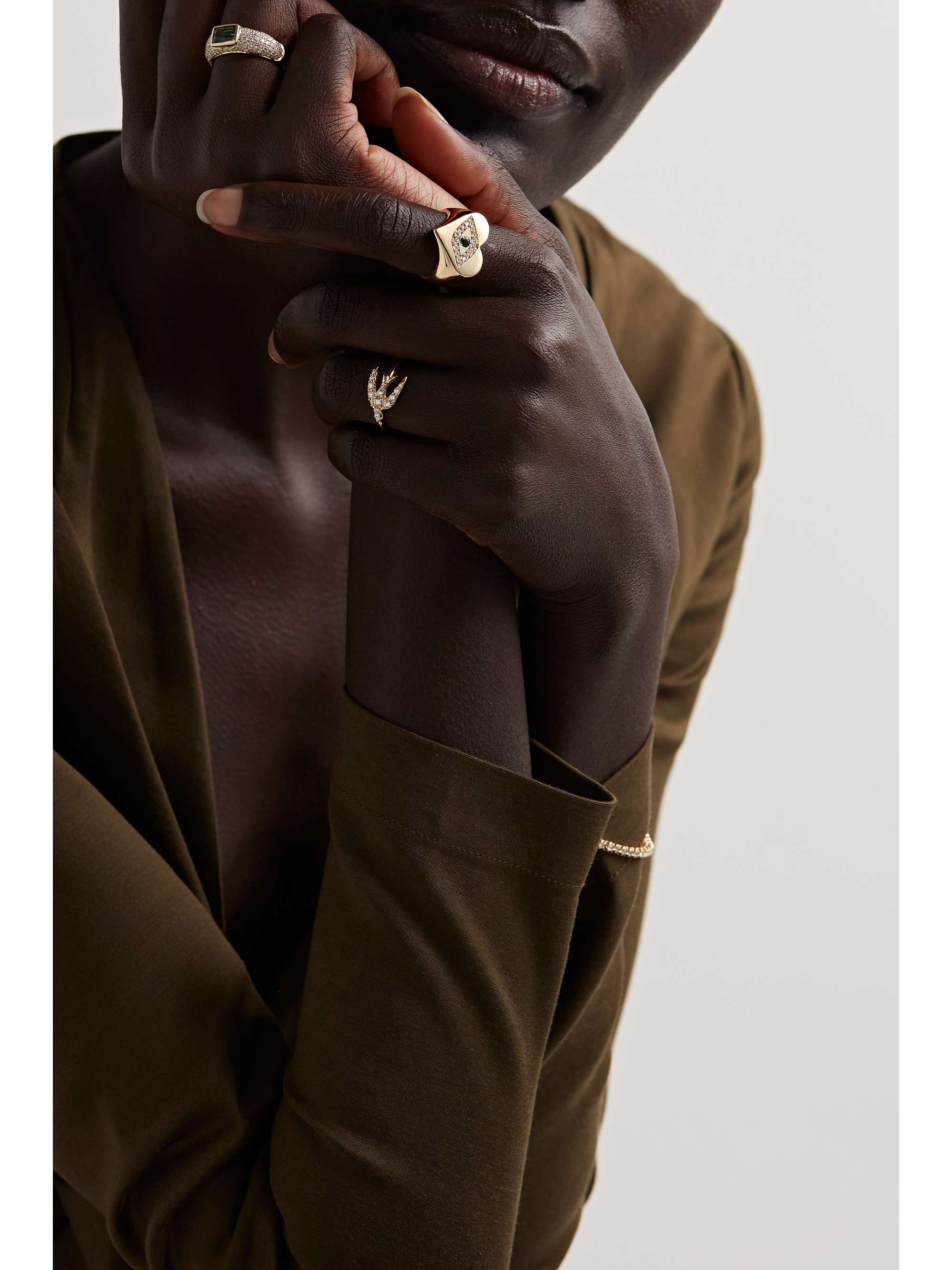 JACQUIE AICHE Swallow 14-karat gold diamond ring