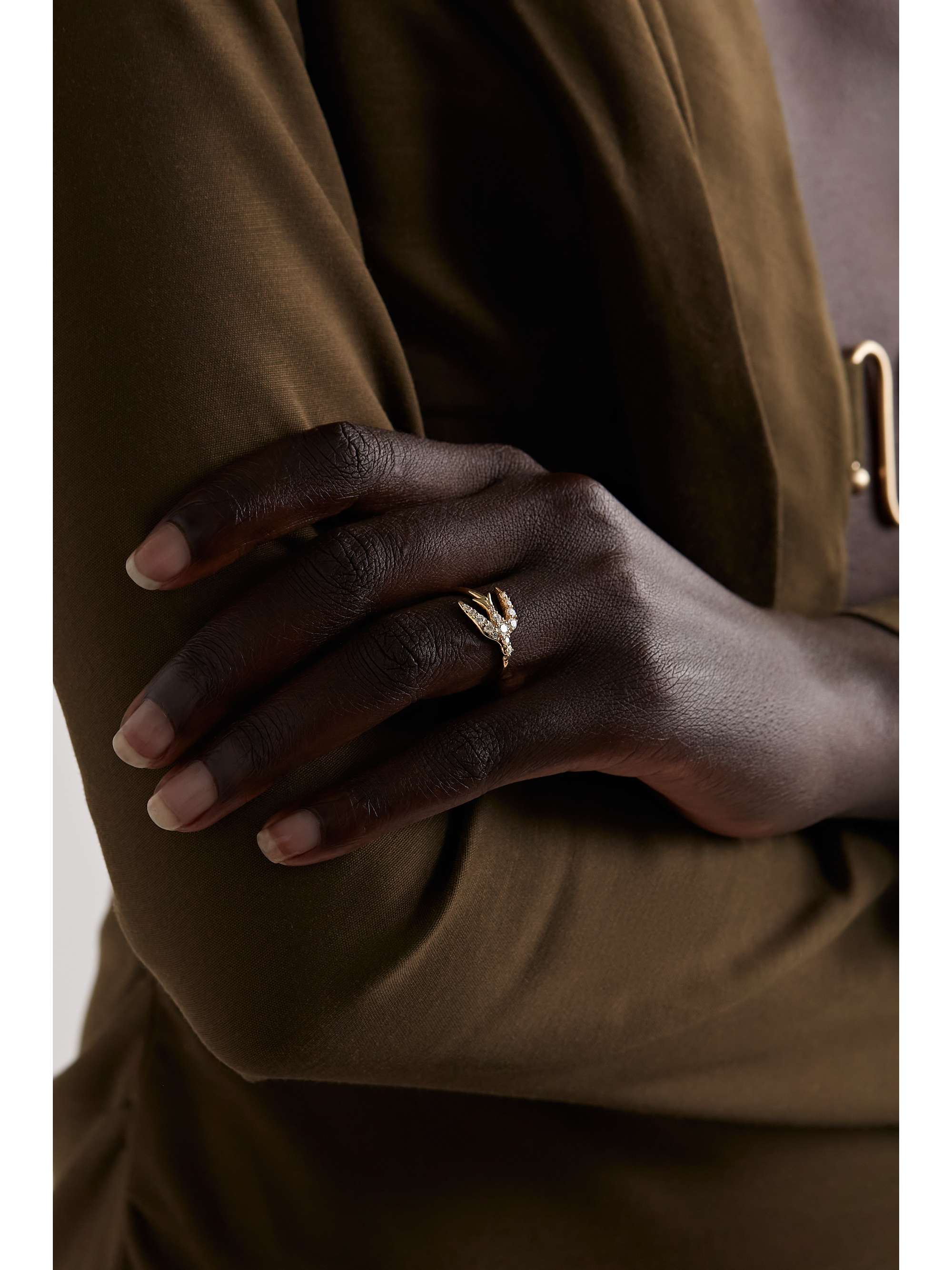 JACQUIE AICHE Swallow 14-karat gold diamond ring