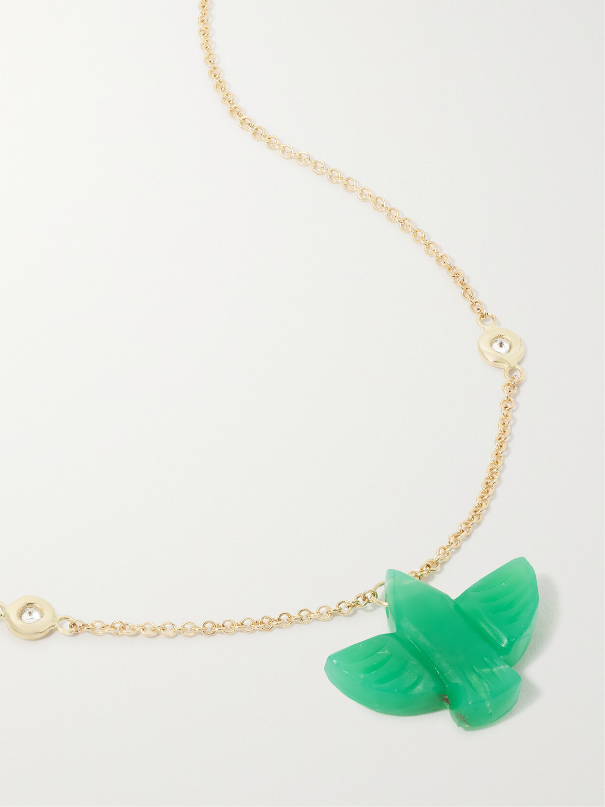 Jacquie Aiche Baby Thunderbird 14-karat Gold, Chrysoprase And Diamond Necklace