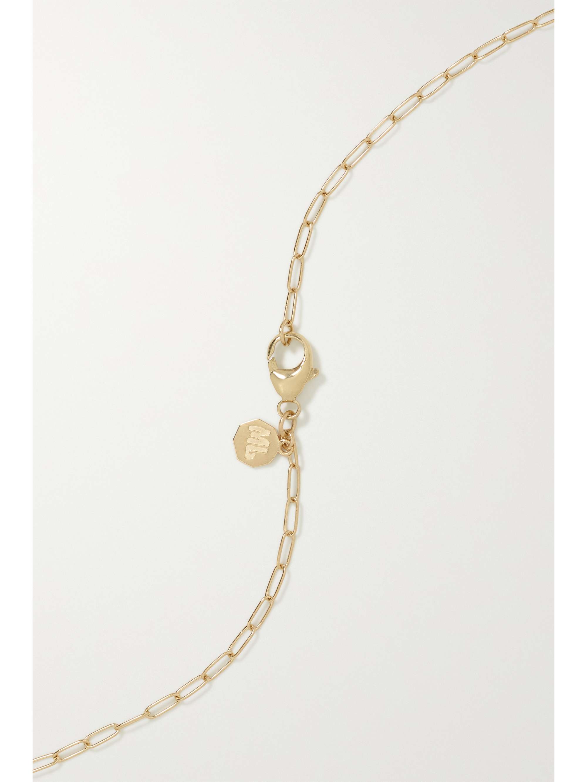 MARLO LAZ Wee Porte Bonheur Coin 14-karat gold, enamel and sapphire necklace