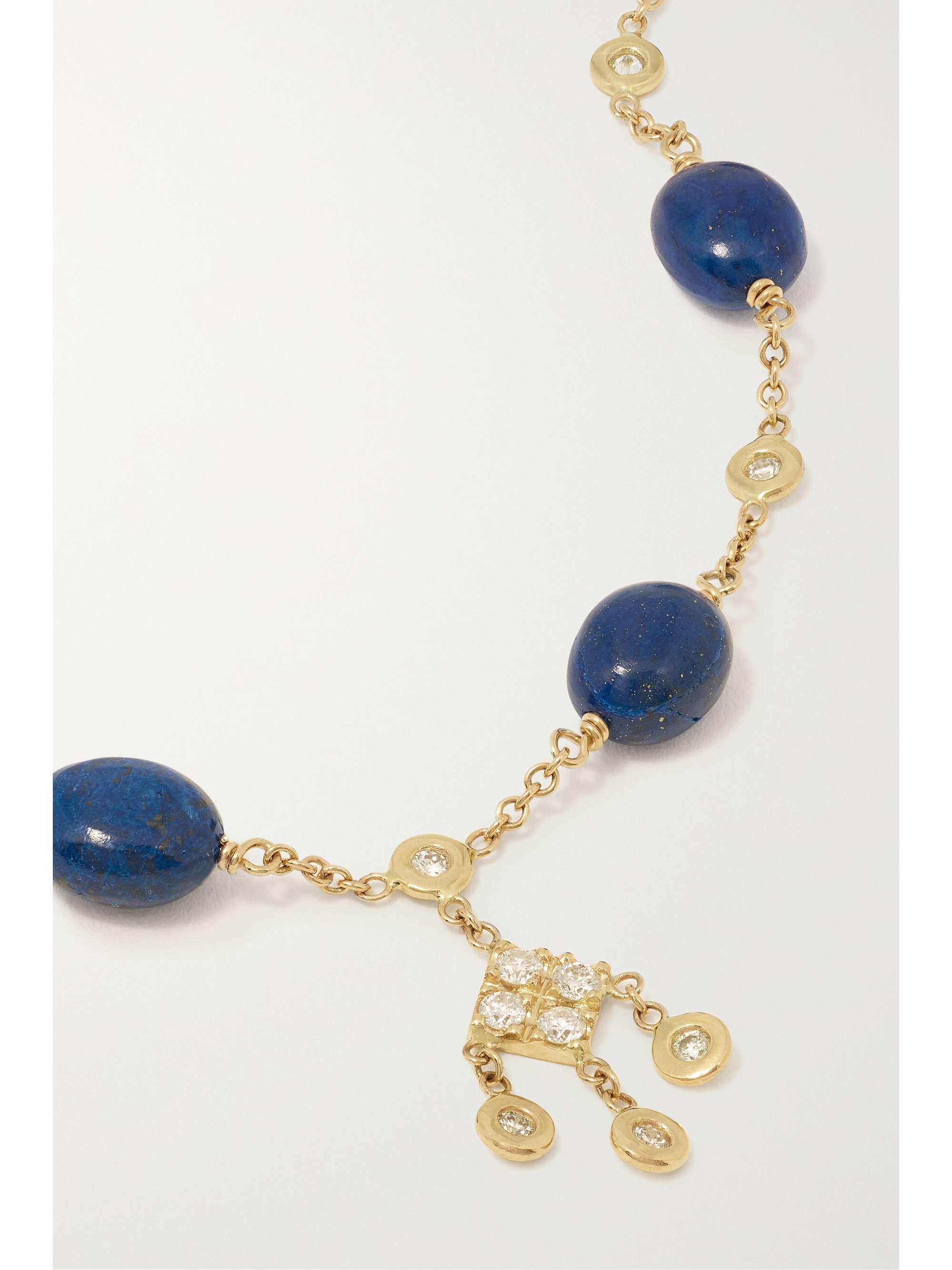 JACQUIE AICHE Shaker 14-karat gold, diamond and lapis lazuli anklet