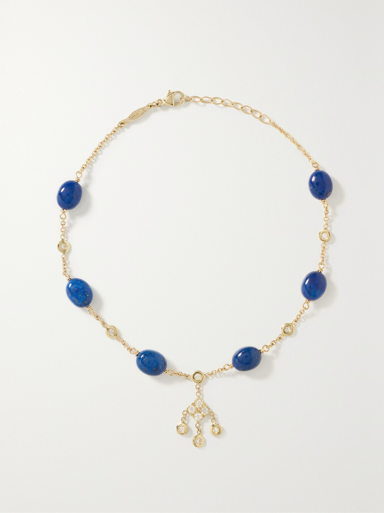 Jacquie Aiche Shaker 14-karat Gold, Diamond And Lapis Lazuli Anklet