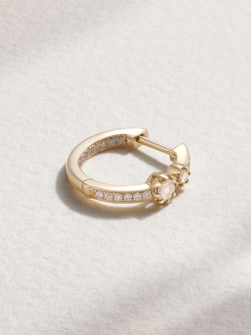 Jacquie Aiche Mini 14-karat  Diamond Single Hoop Earring - One size