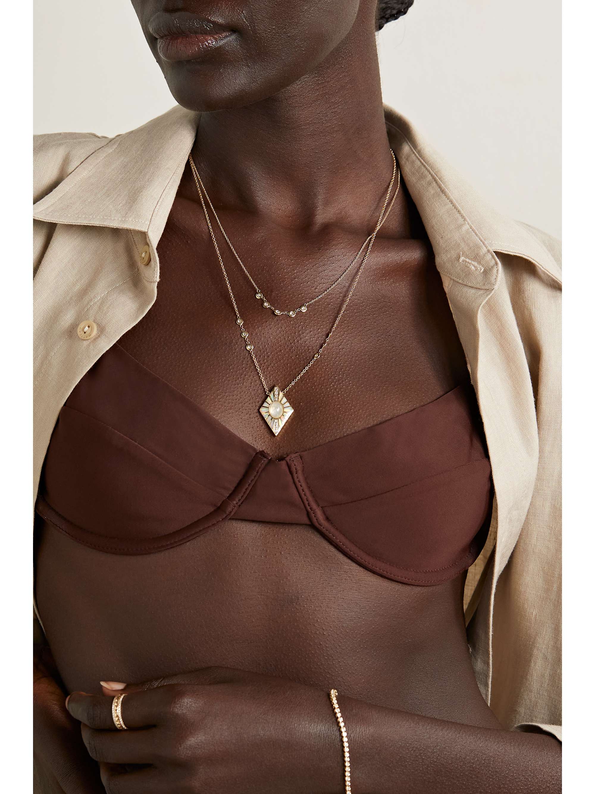 JACQUIE AICHE Emily 14-karat gold diamond necklace