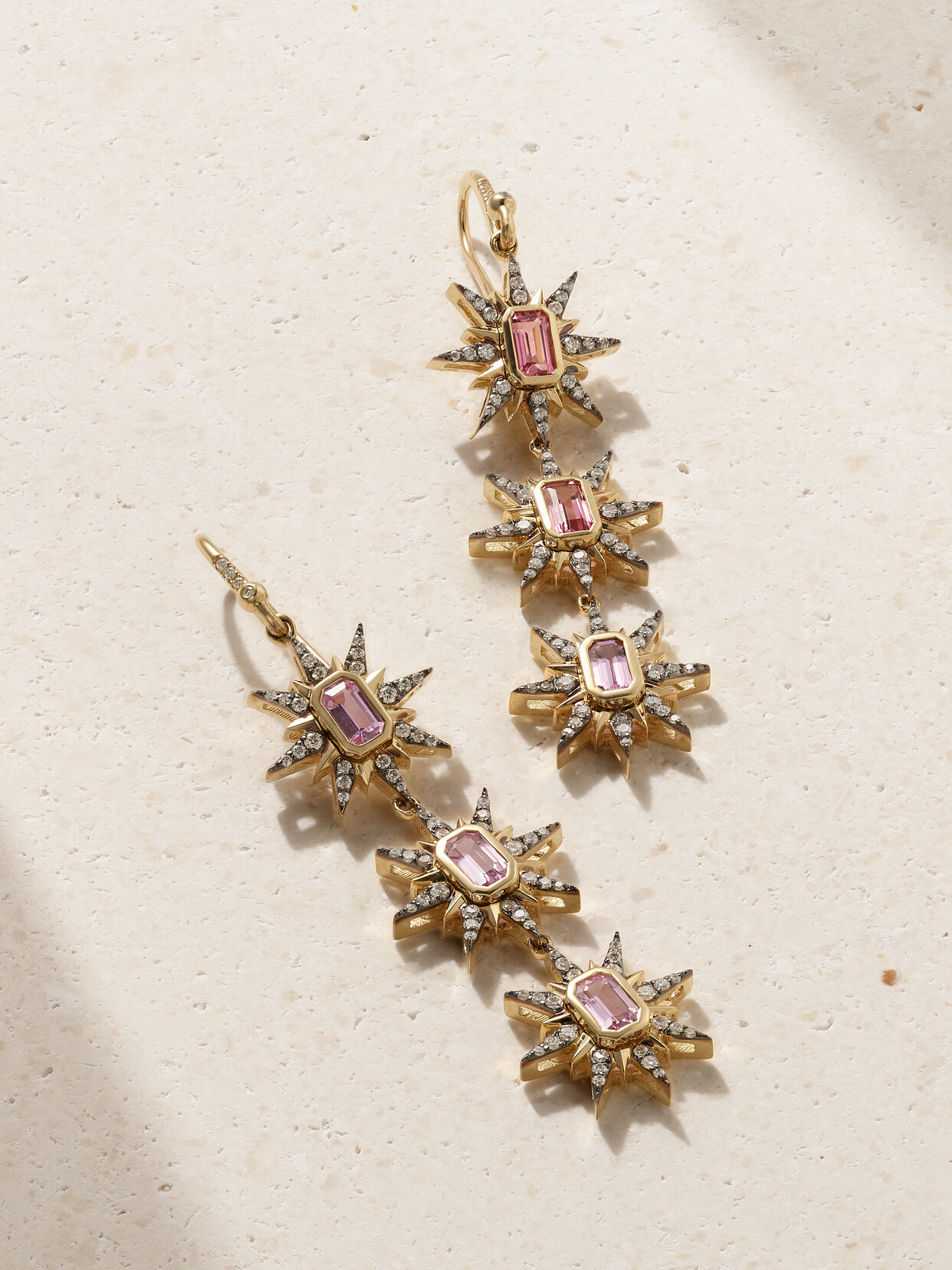 Marlo Laz Starburst 14-karat Gold, Sapphire And Diamond Earrings