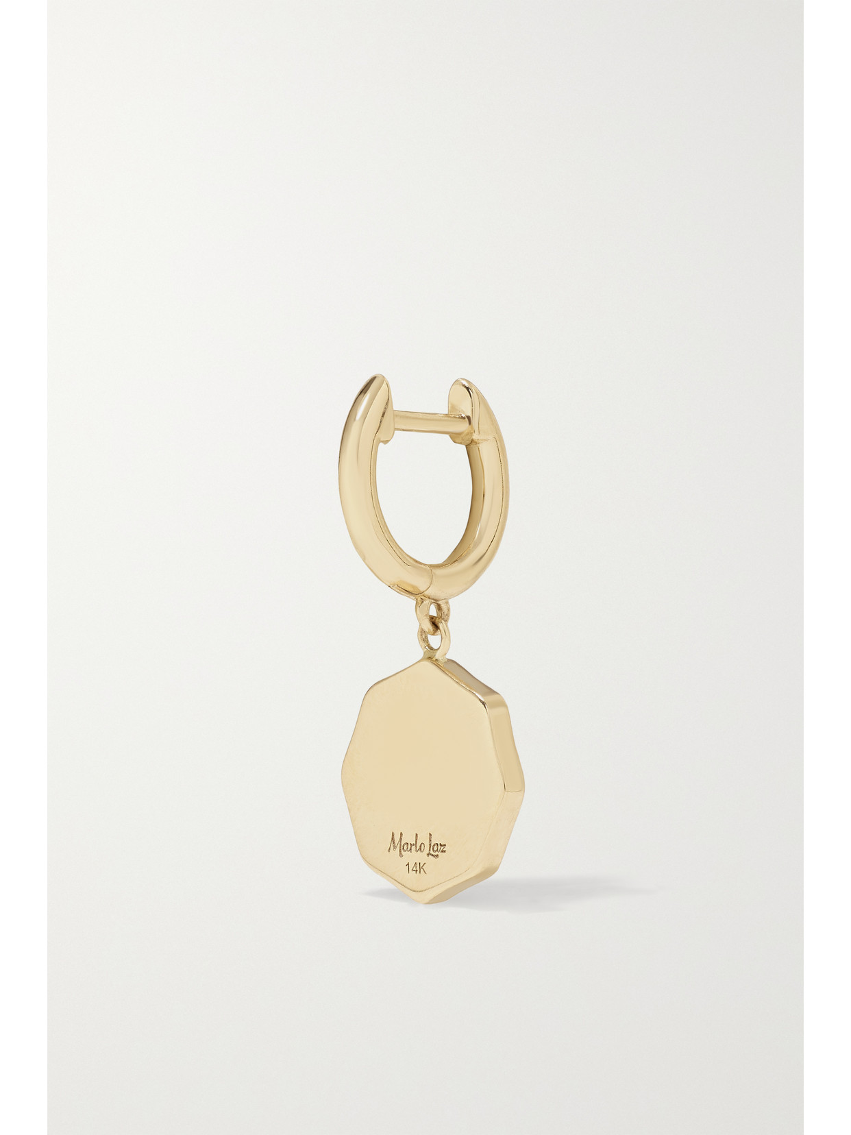 Marlo Laz Wee Porte Bonheur 14-karat Gold, Enamel And Aquamarine Hoop Earrings In Gold