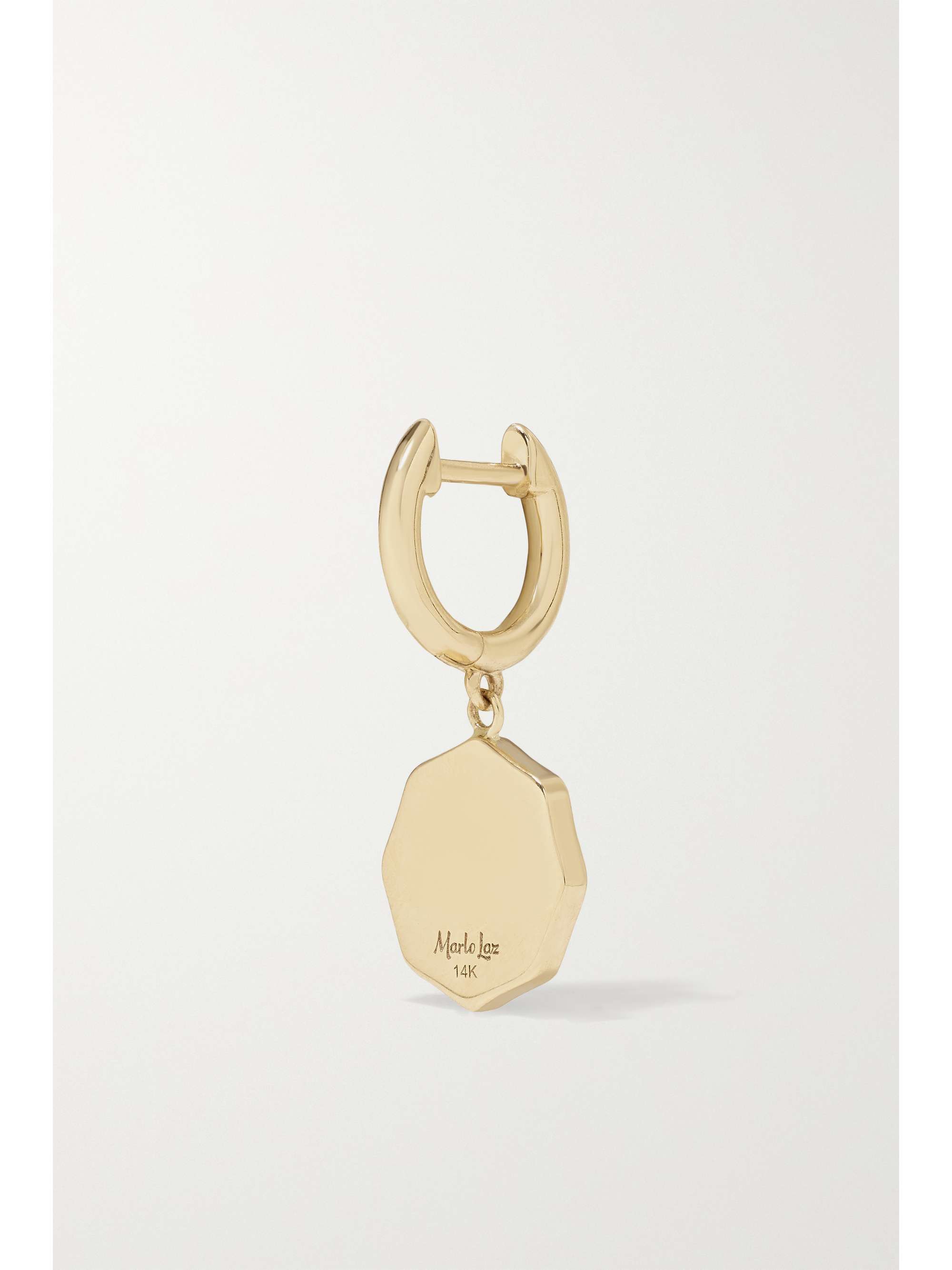 MARLO LAZ Wee Porte Bonheur 14-karat gold, enamel and diamond hoop earrings