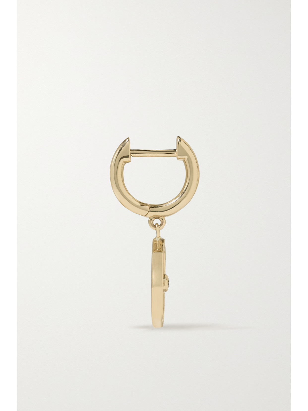 Marlo Laz Wee Porte Bonheur 14-karat Gold, Enamel And Aquamarine Hoop Earrings In Gold