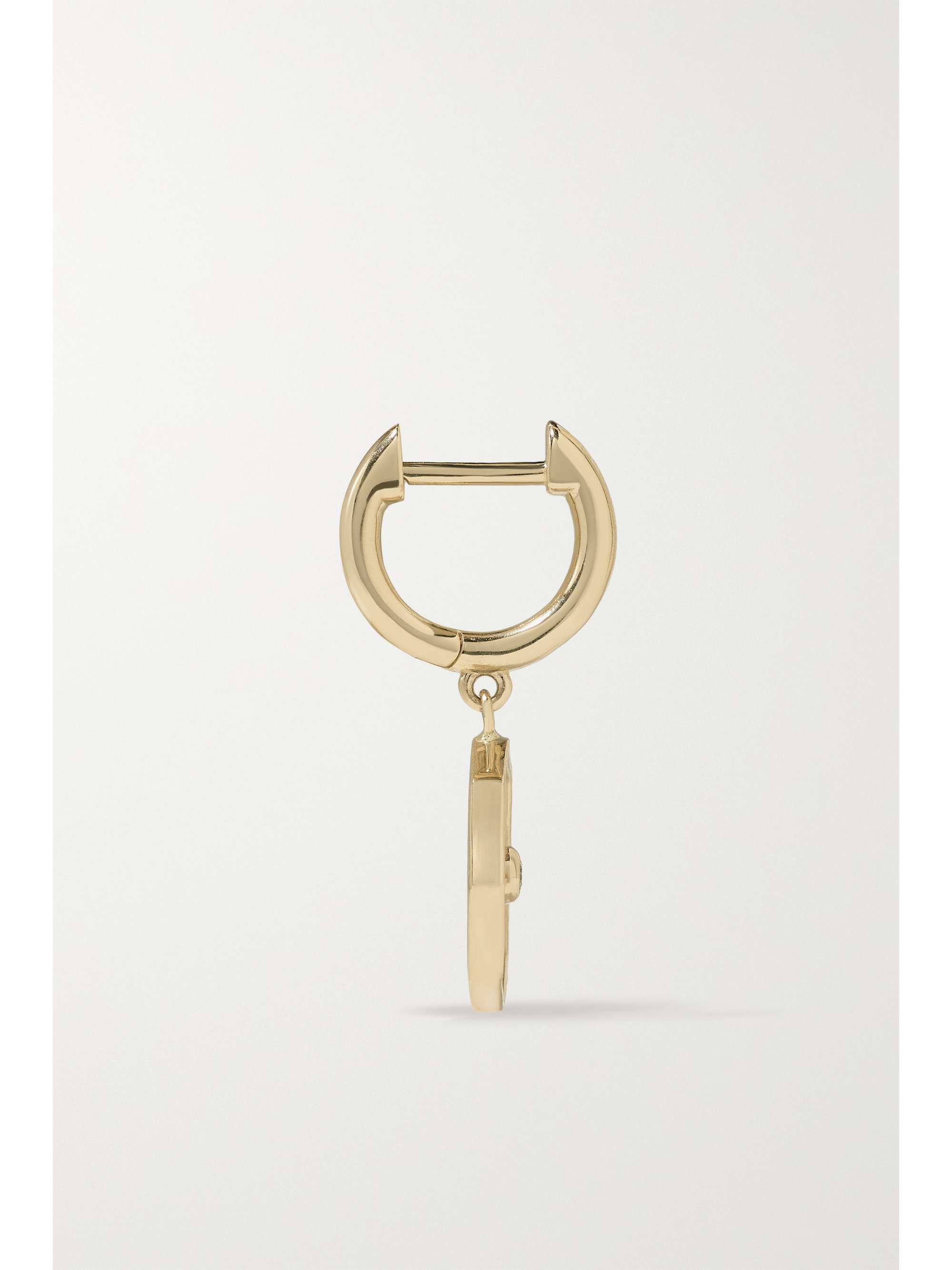 MARLO LAZ Wee Porte Bonheur 14-karat gold, enamel and diamond hoop earrings