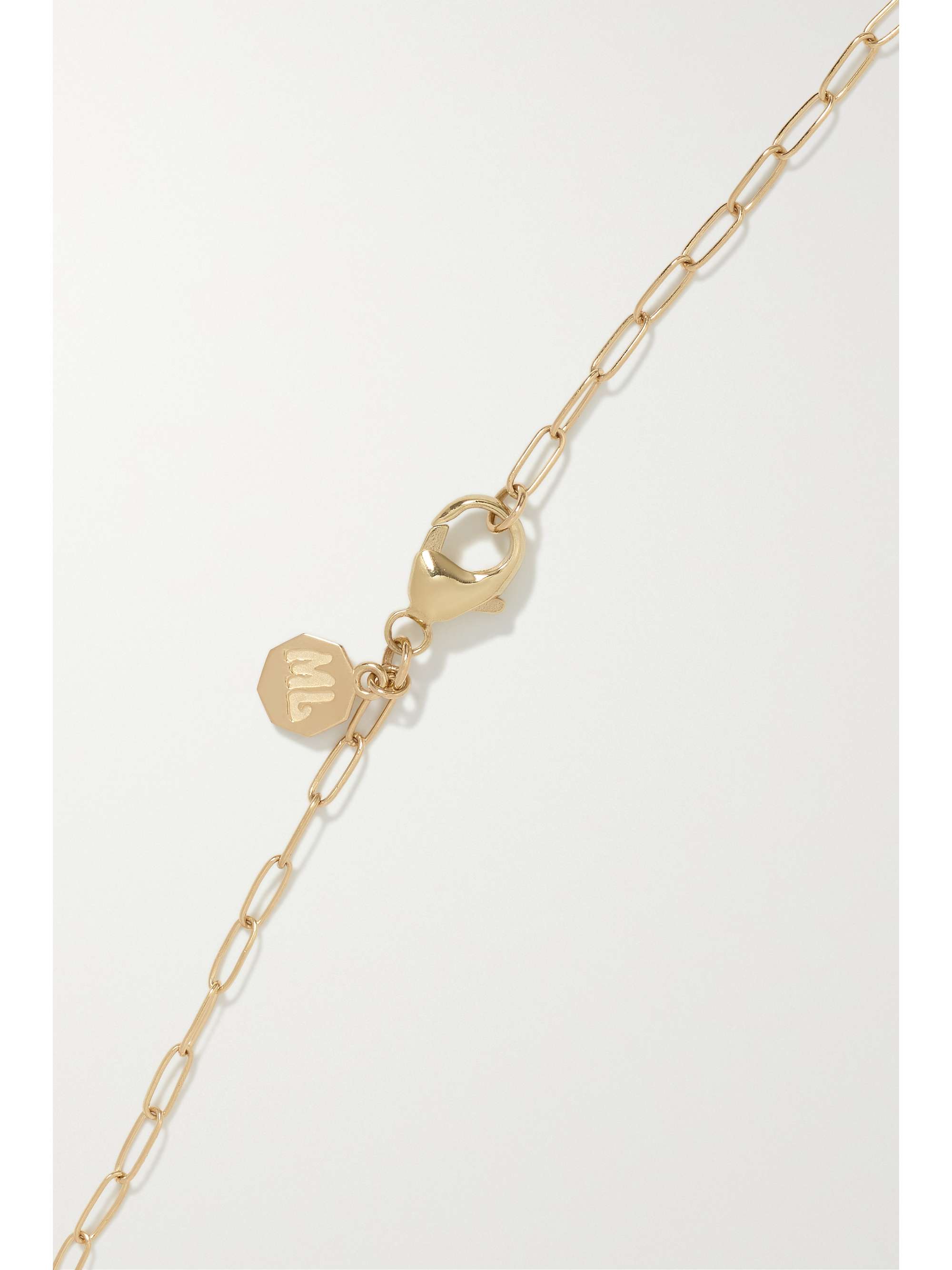 MARLO LAZ Wee Porte Bonheur Coin 14-karat gold, enamel and sapphire bracelet