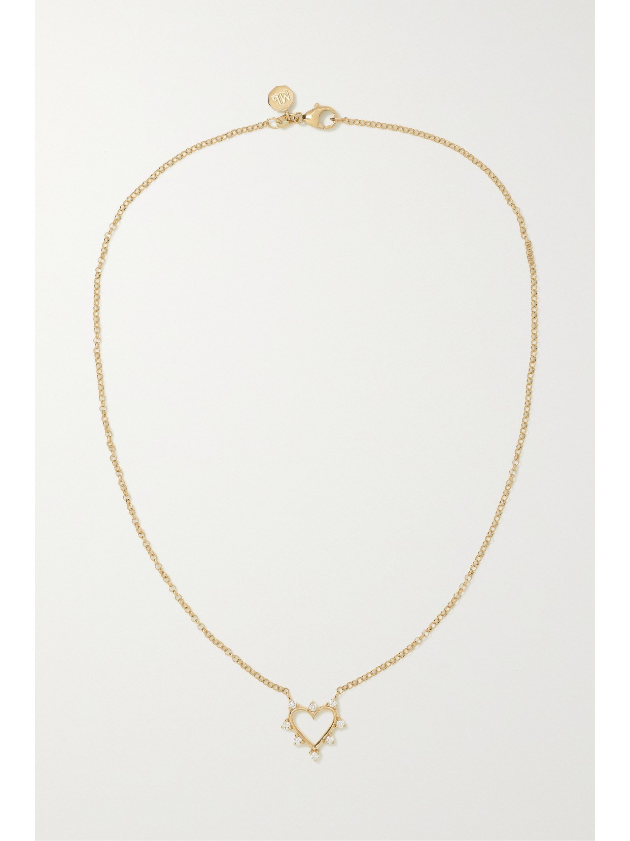 Shop Marlo Laz Mini Open Heart 14-karat Gold Diamond Necklace