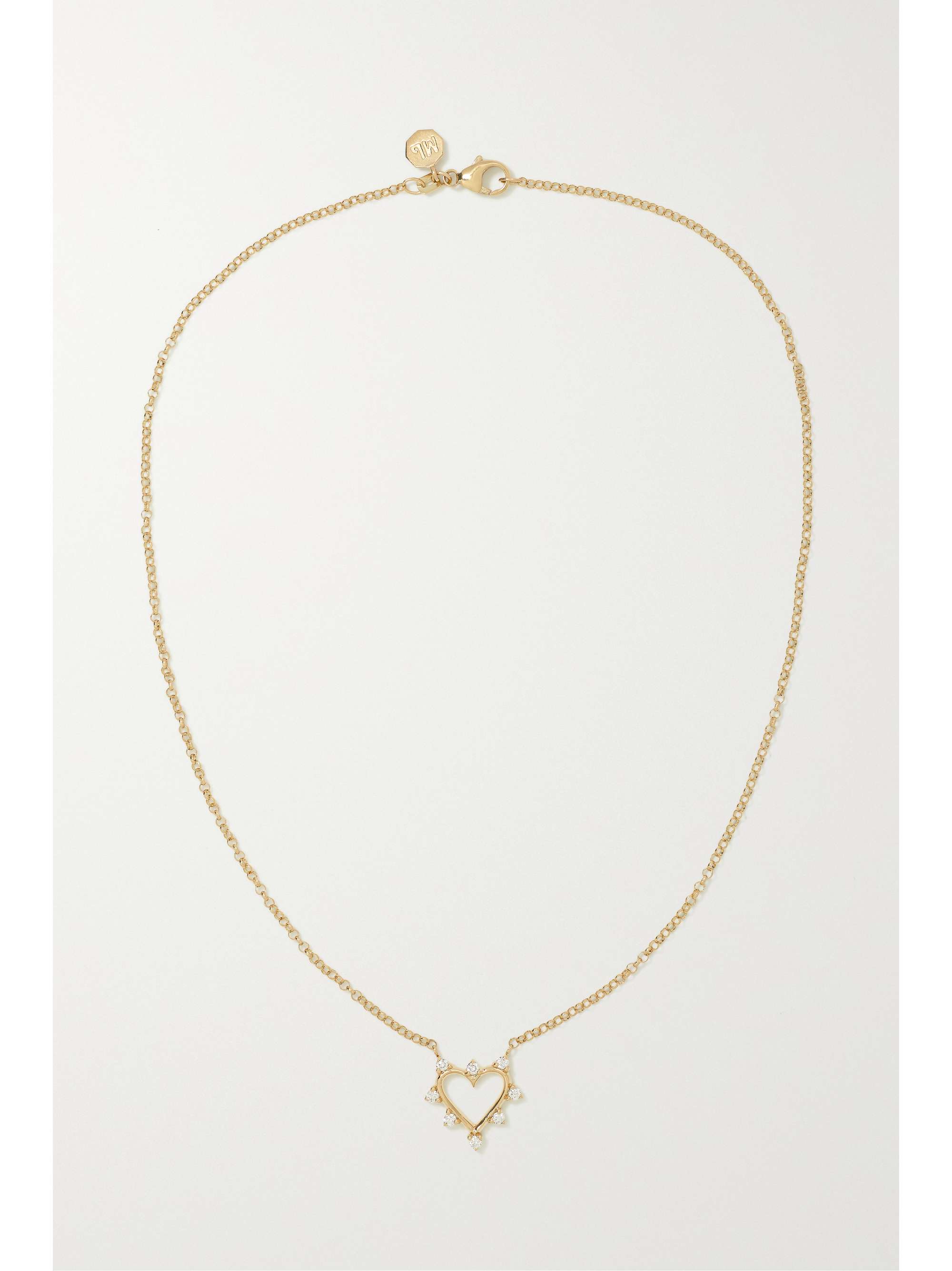 MARLO LAZ Mini Open Heart 14-karat gold diamond necklace
