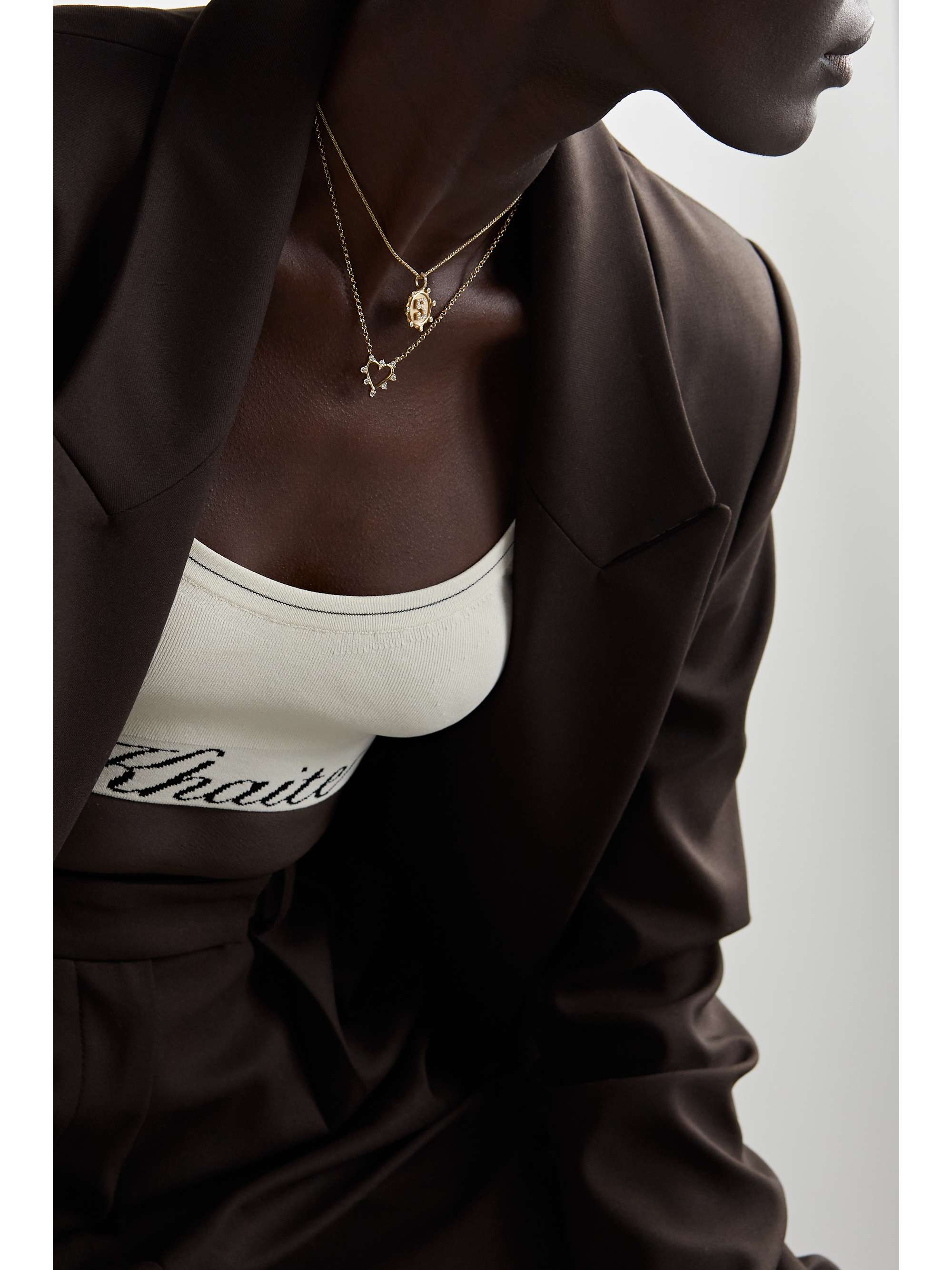 MARLO LAZ Mini Open Heart 14-karat gold diamond necklace