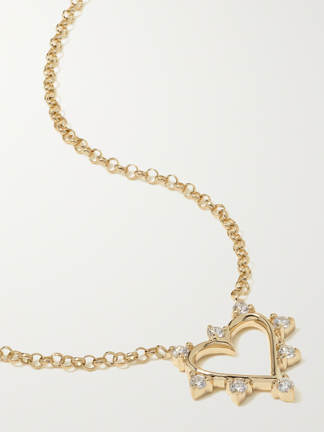 Marlo Laz Mini Open Heart 14-karat Gold Diamond Necklace