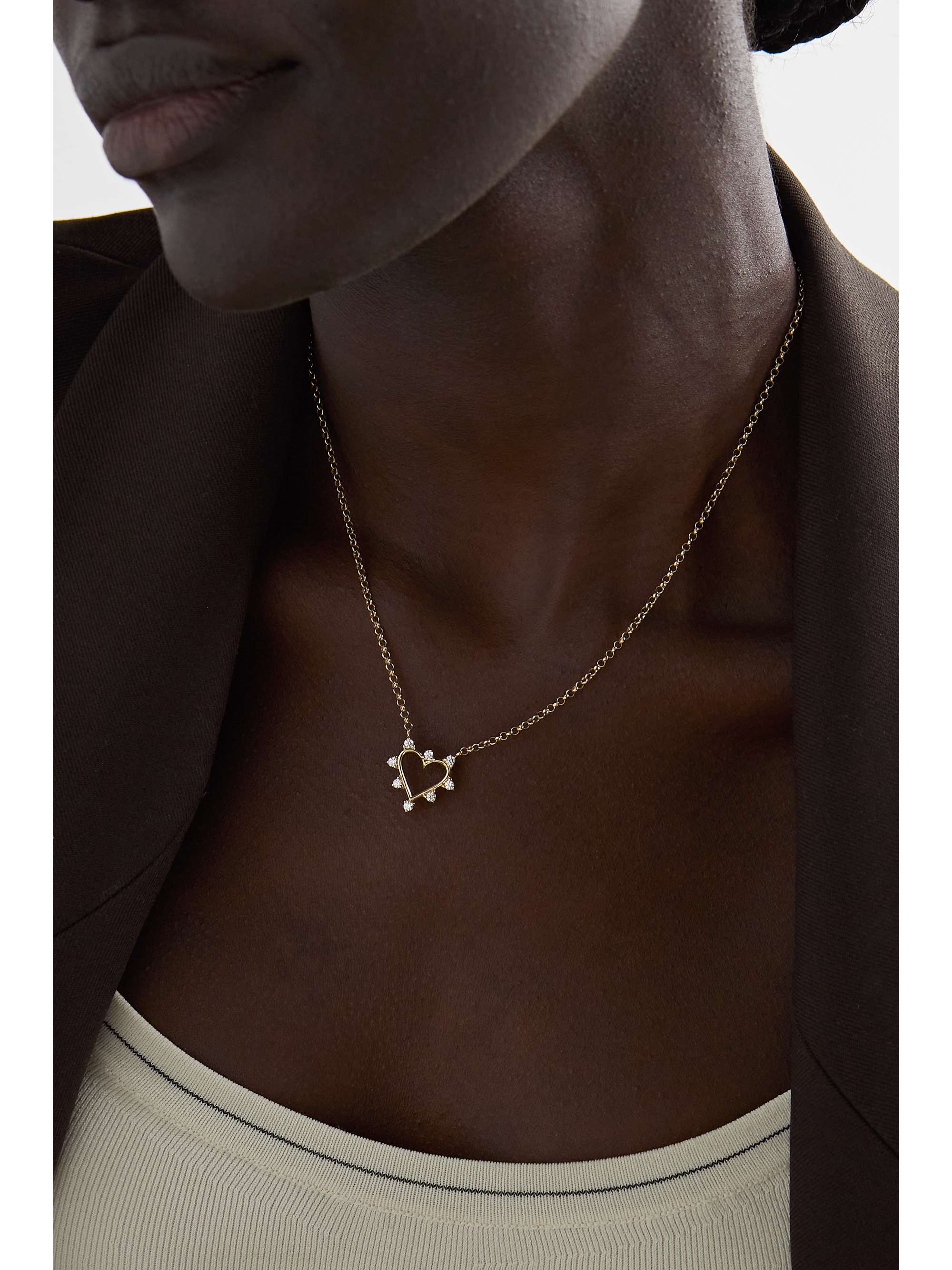 MARLO LAZ Mini Open Heart 14-karat gold diamond necklace