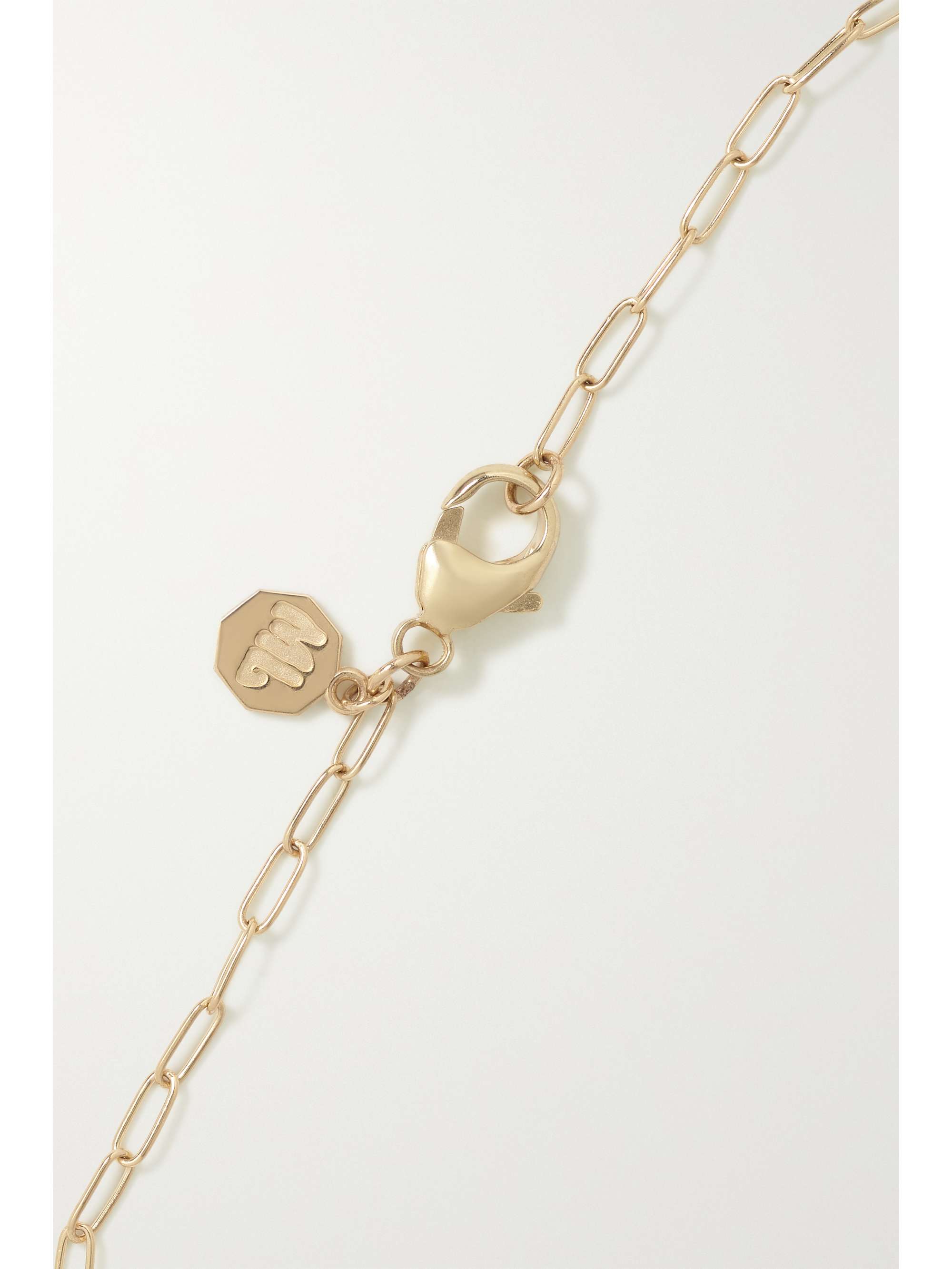 MARLO LAZ Wee Porte Bonheur Coin 14-karat gold, enamel and sapphire bracelet