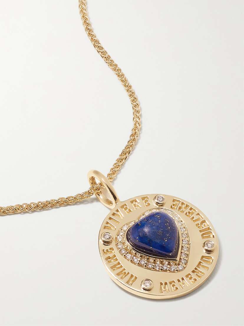 Marlo Laz Momento 14-karat Gold, Diamond And Lapis Lazuli Necklace