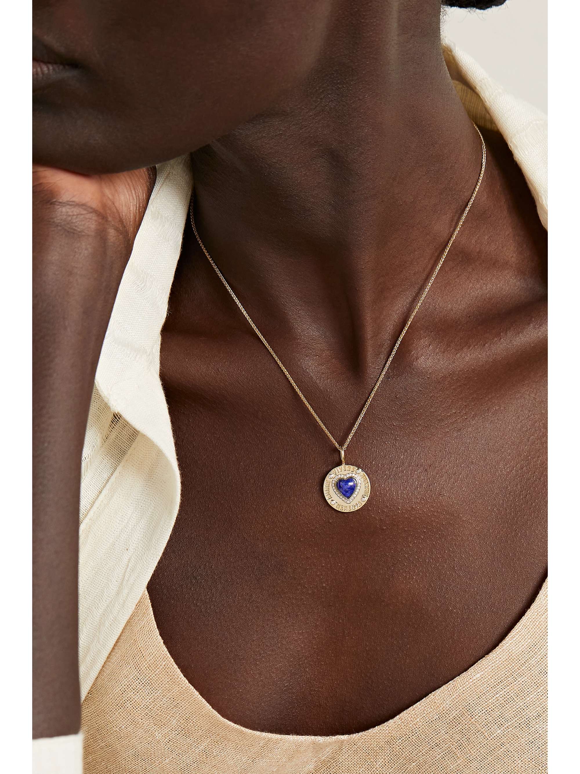 MARLO LAZ Momento 14-karat gold, turquoise and diamond necklace