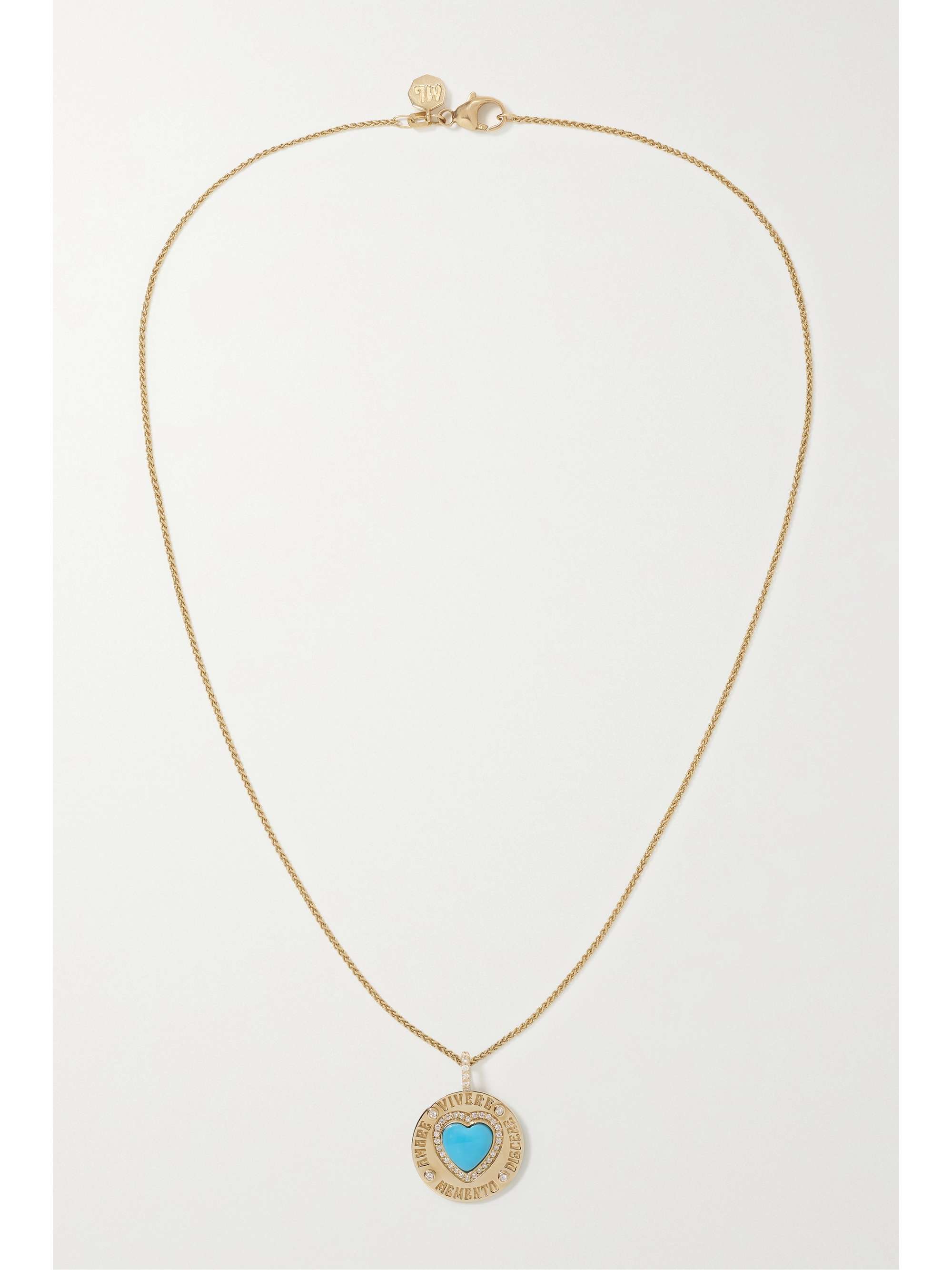 MARLO LAZ Momento 14-karat gold, turquoise and diamond necklace