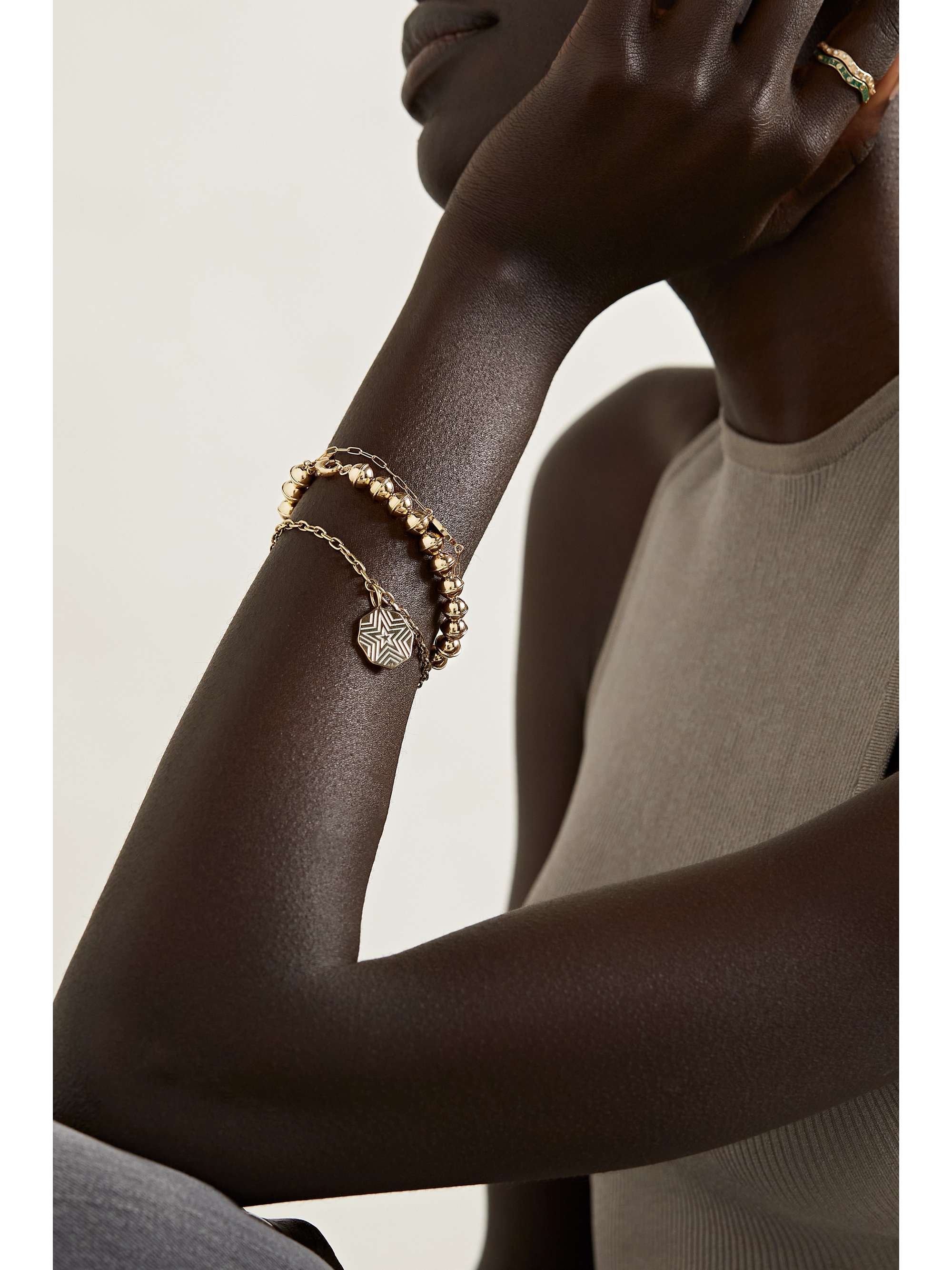 MARLO LAZ Squash Blossom 14-karat gold bracelet
