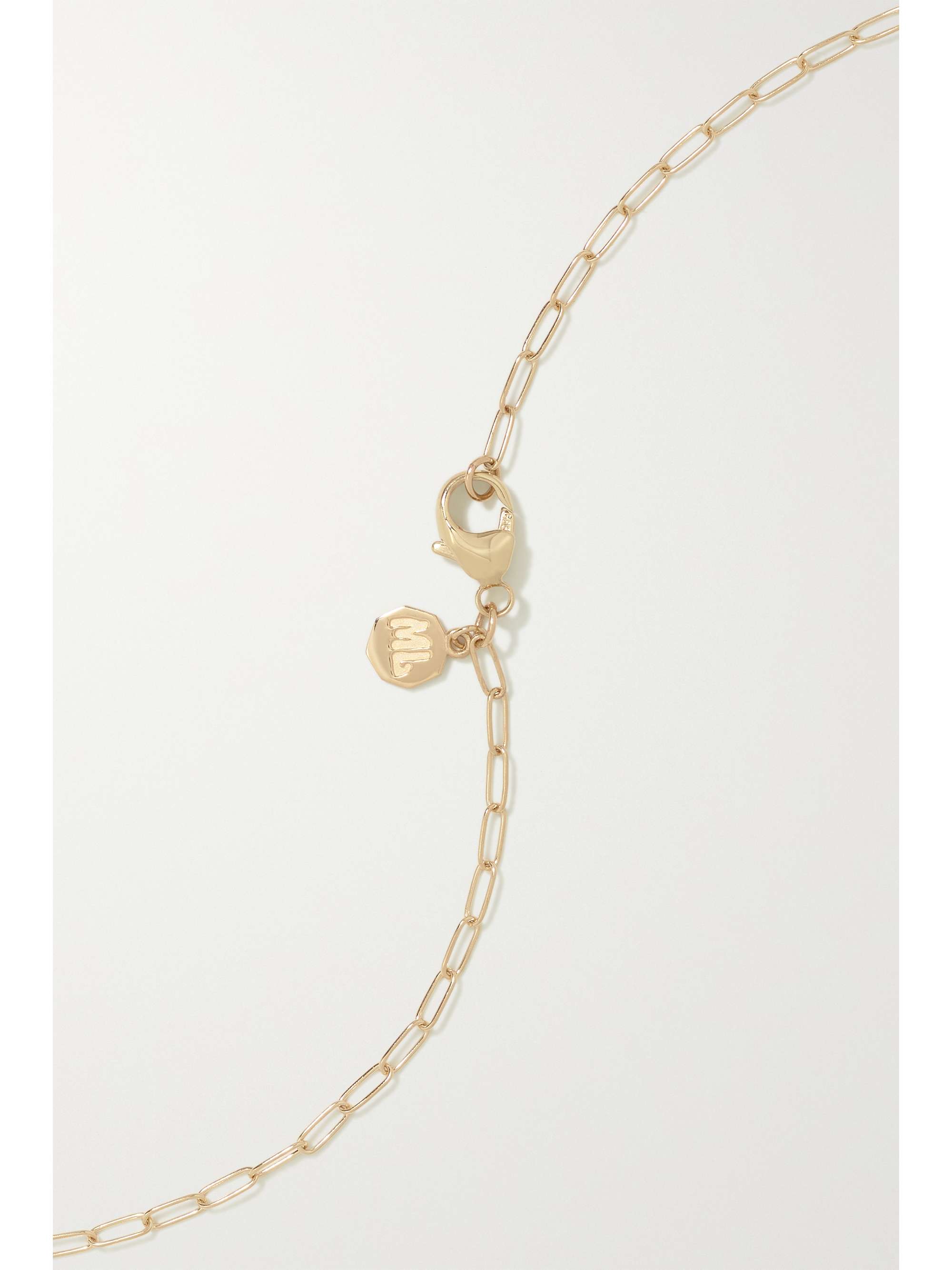 MARLO LAZ Wee Porte Bonheur Coin 14-karat gold, enamel and sapphire necklace