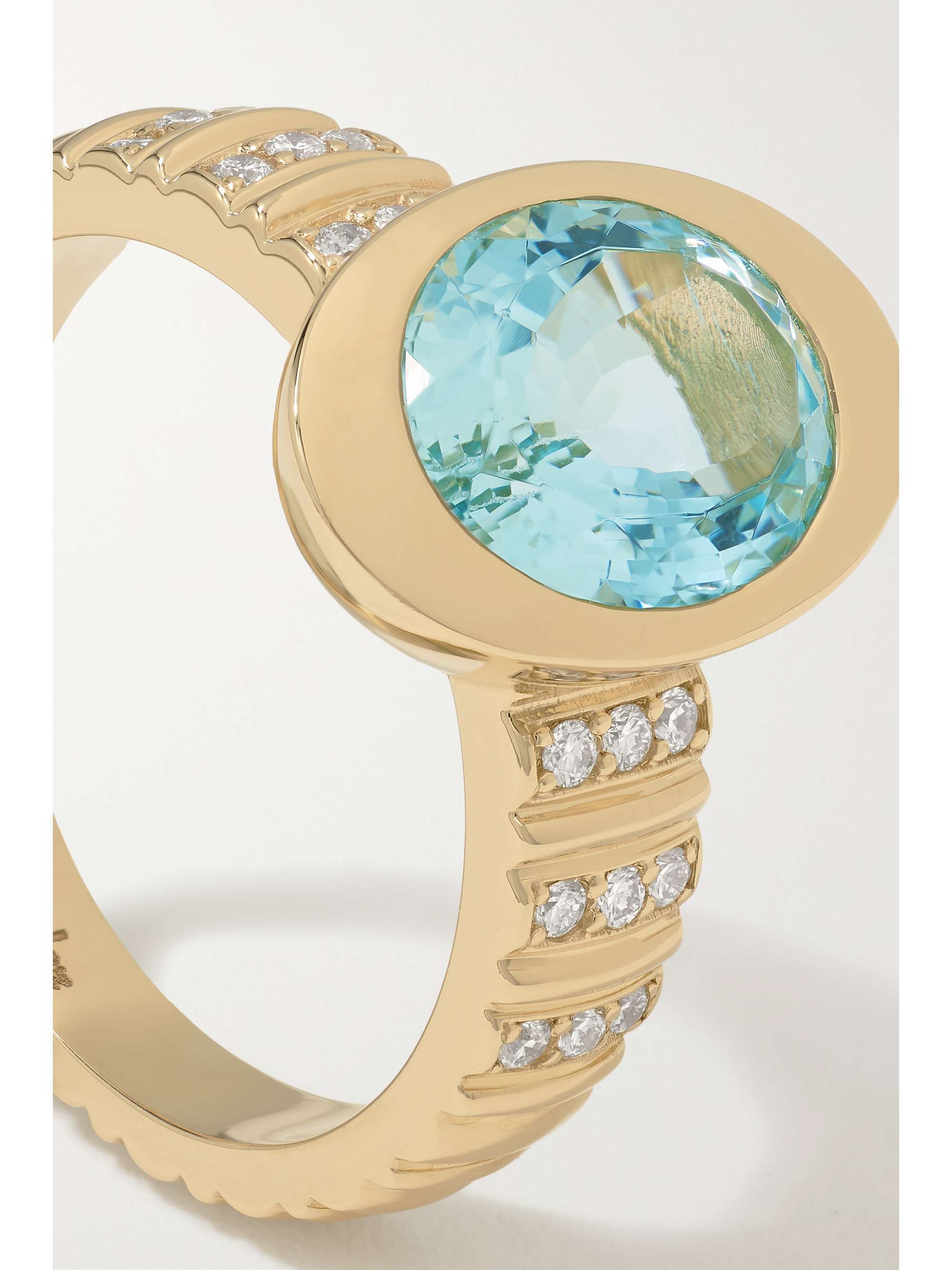 MARLO LAZ Anjuli 14-karat gold, aquamarine and diamond ring