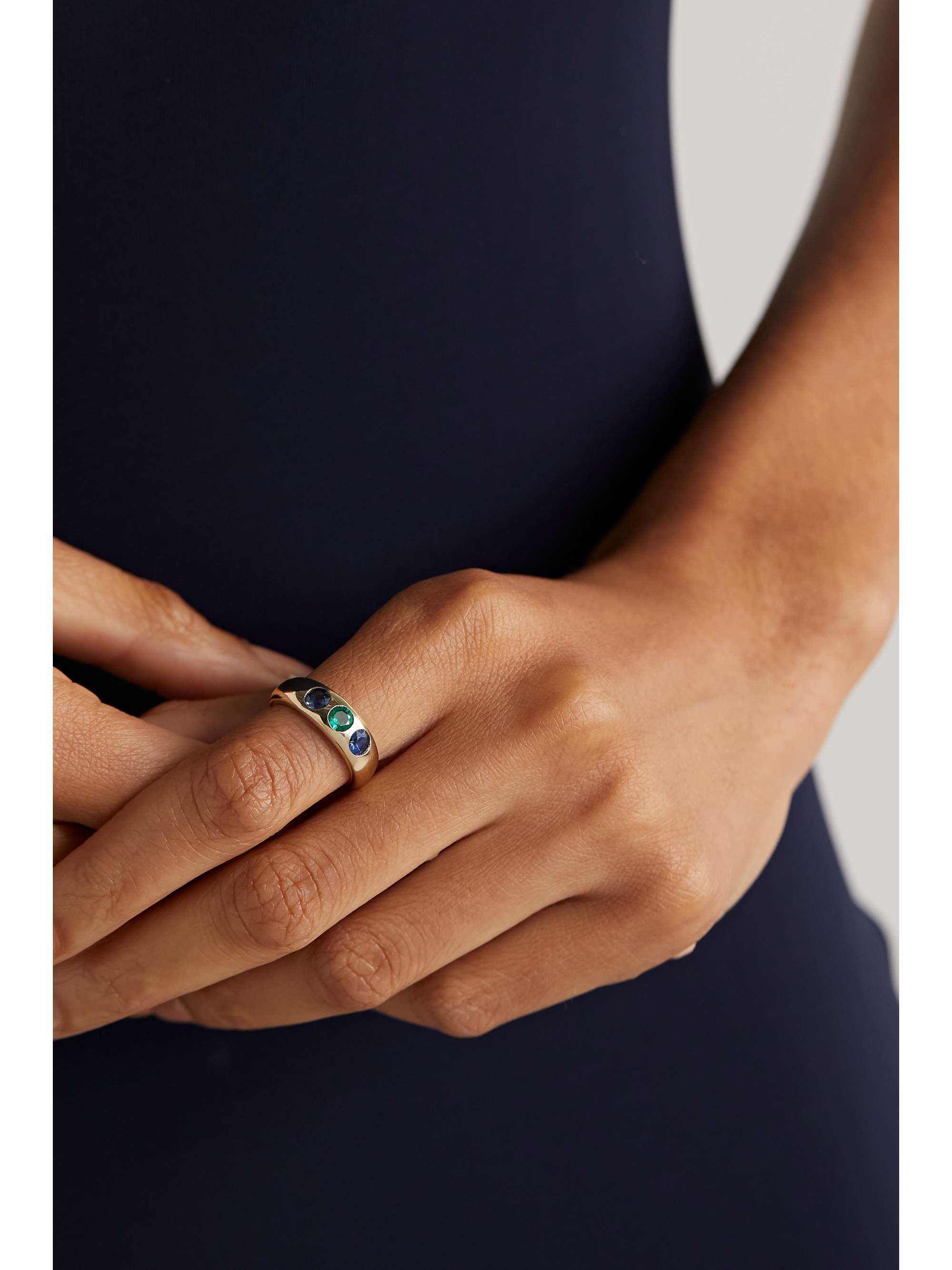MARLO LAZ Gemma 14-karat gold, sapphire and emerald ring