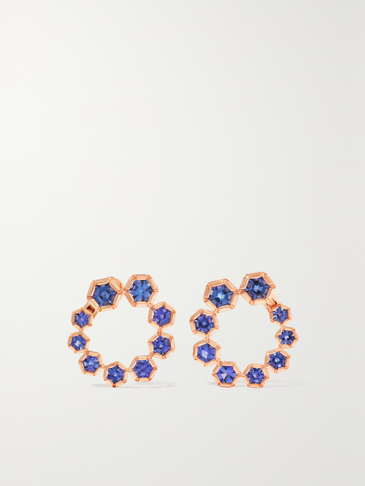 Selim Mouzannar 18-karat Pink Gold Tanzanite Hoop Earrings - Rose gold