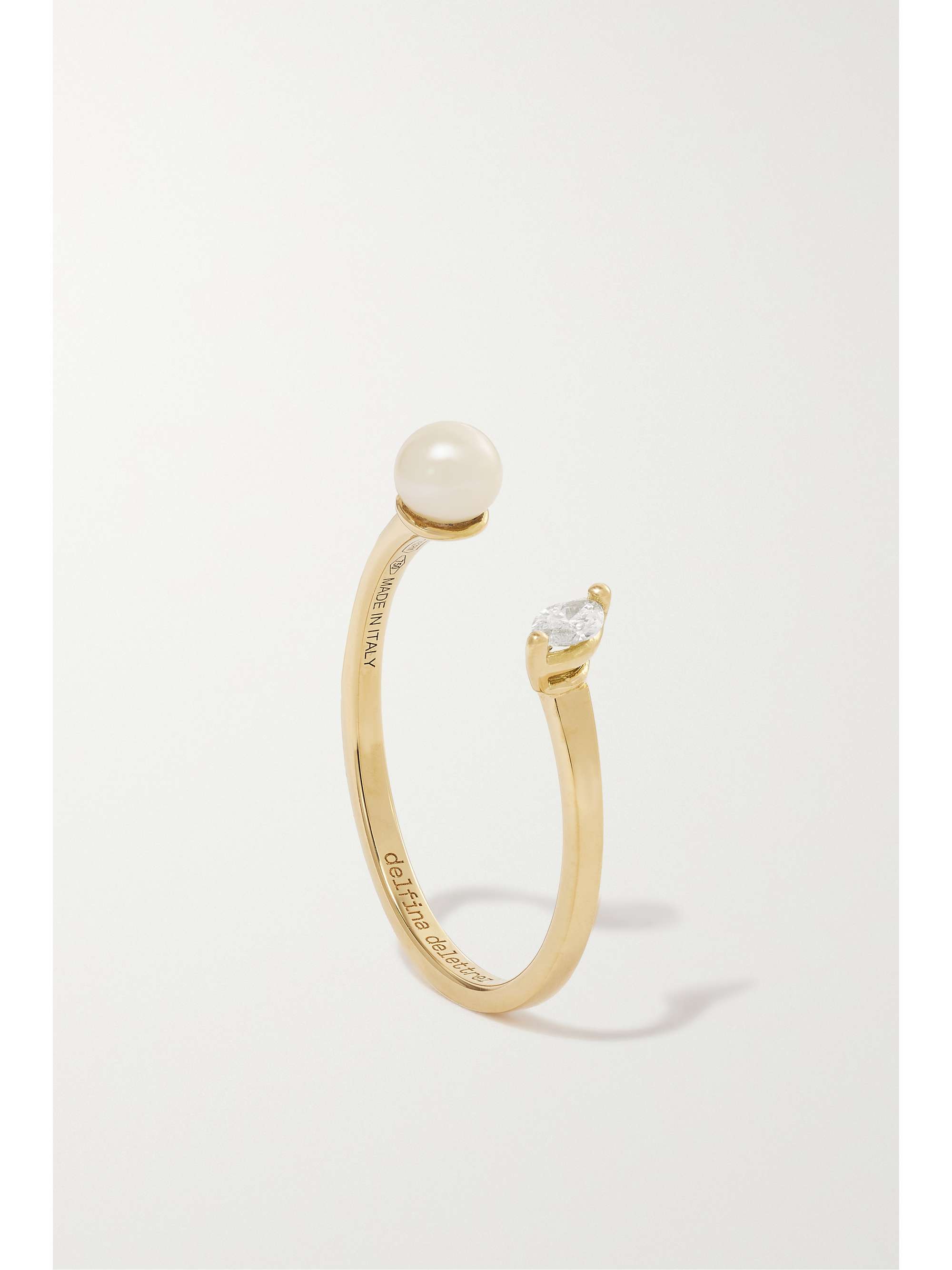 DELFINA DELETTREZ 18-karat gold, pearl and diamond ring