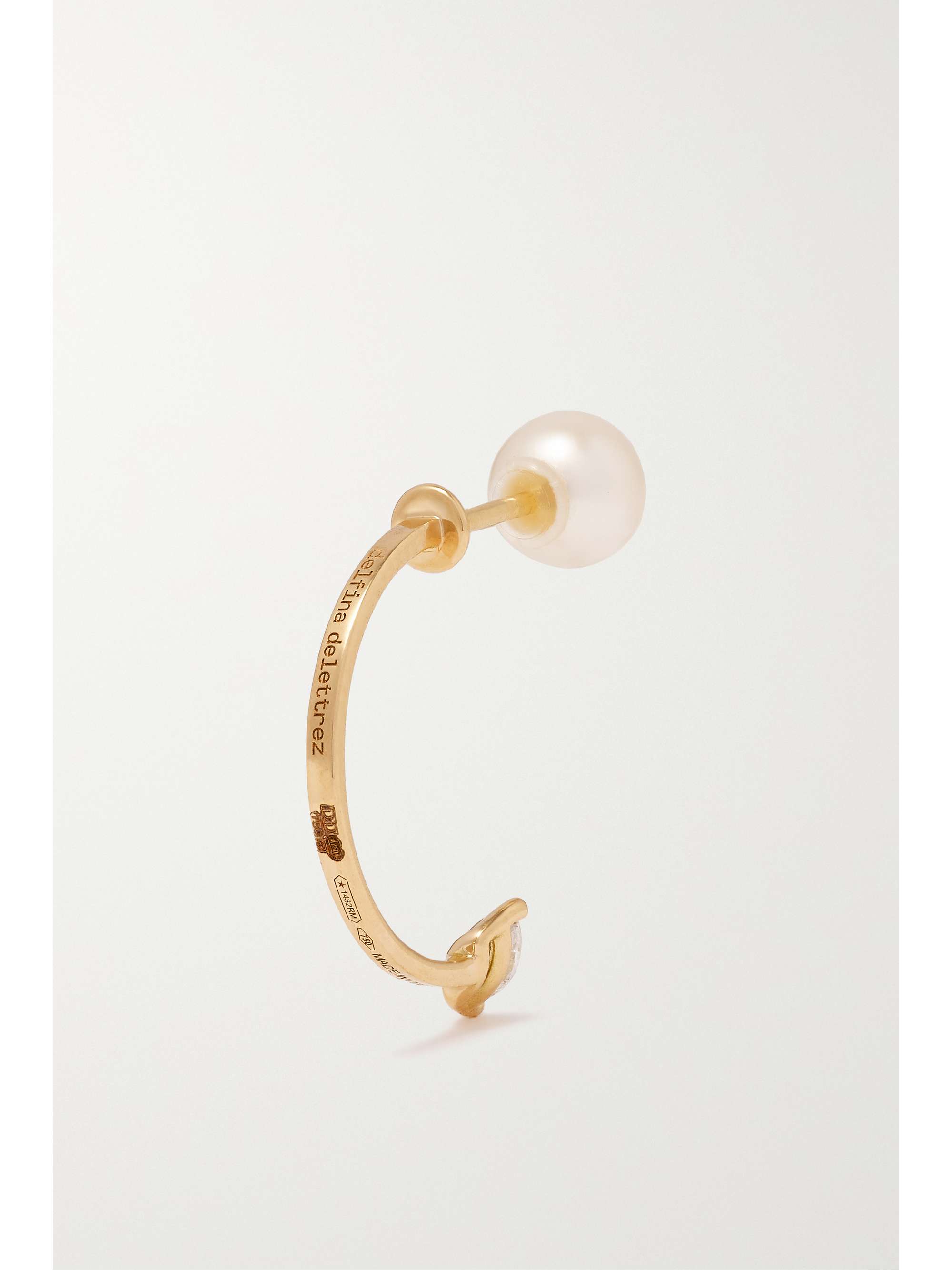 DELFINA DELETTREZ 18-karat gold, pearl and diamond single earring