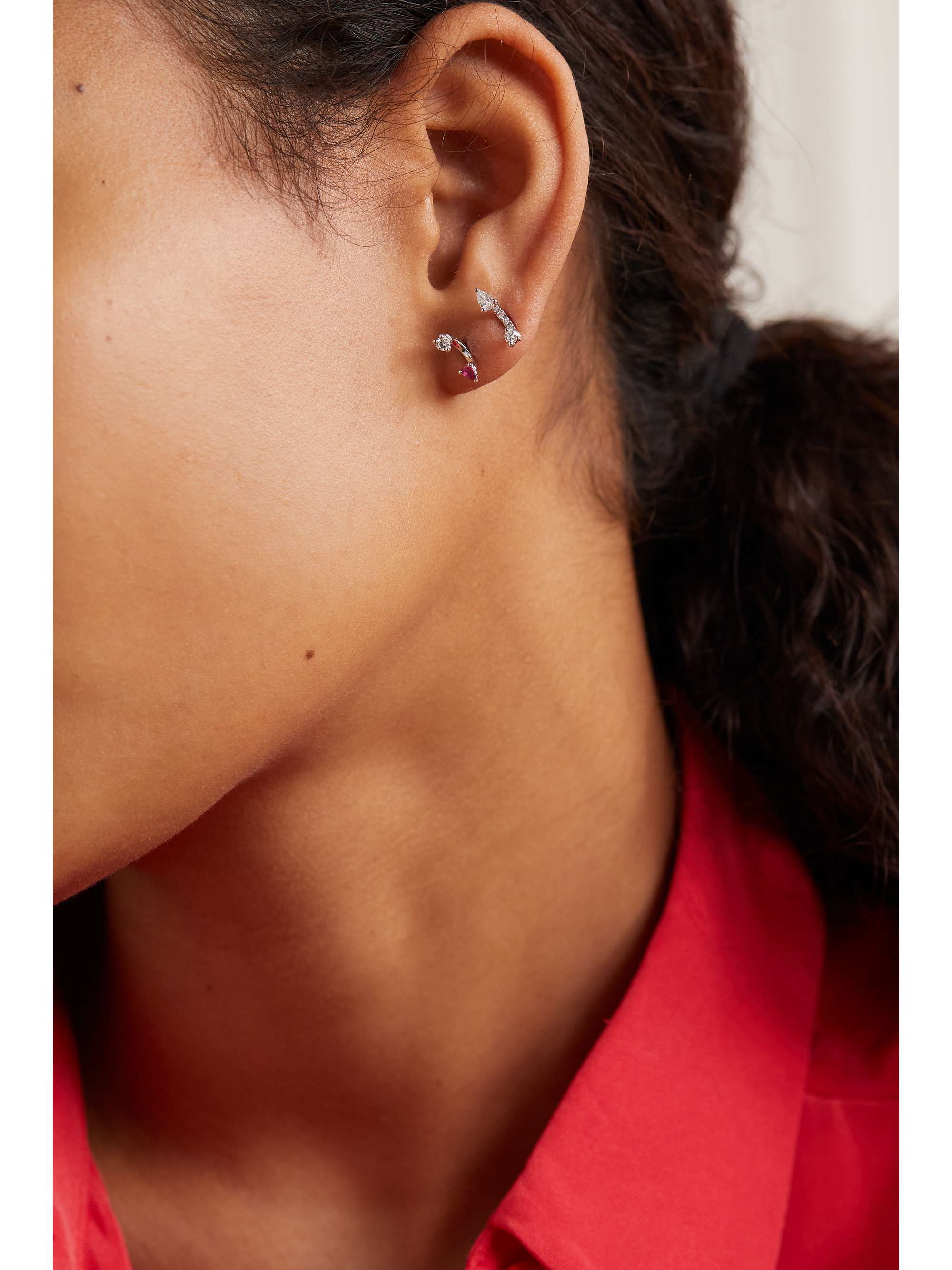DELFINA DELETTREZ 18-karat white gold, ruby and diamond single earring